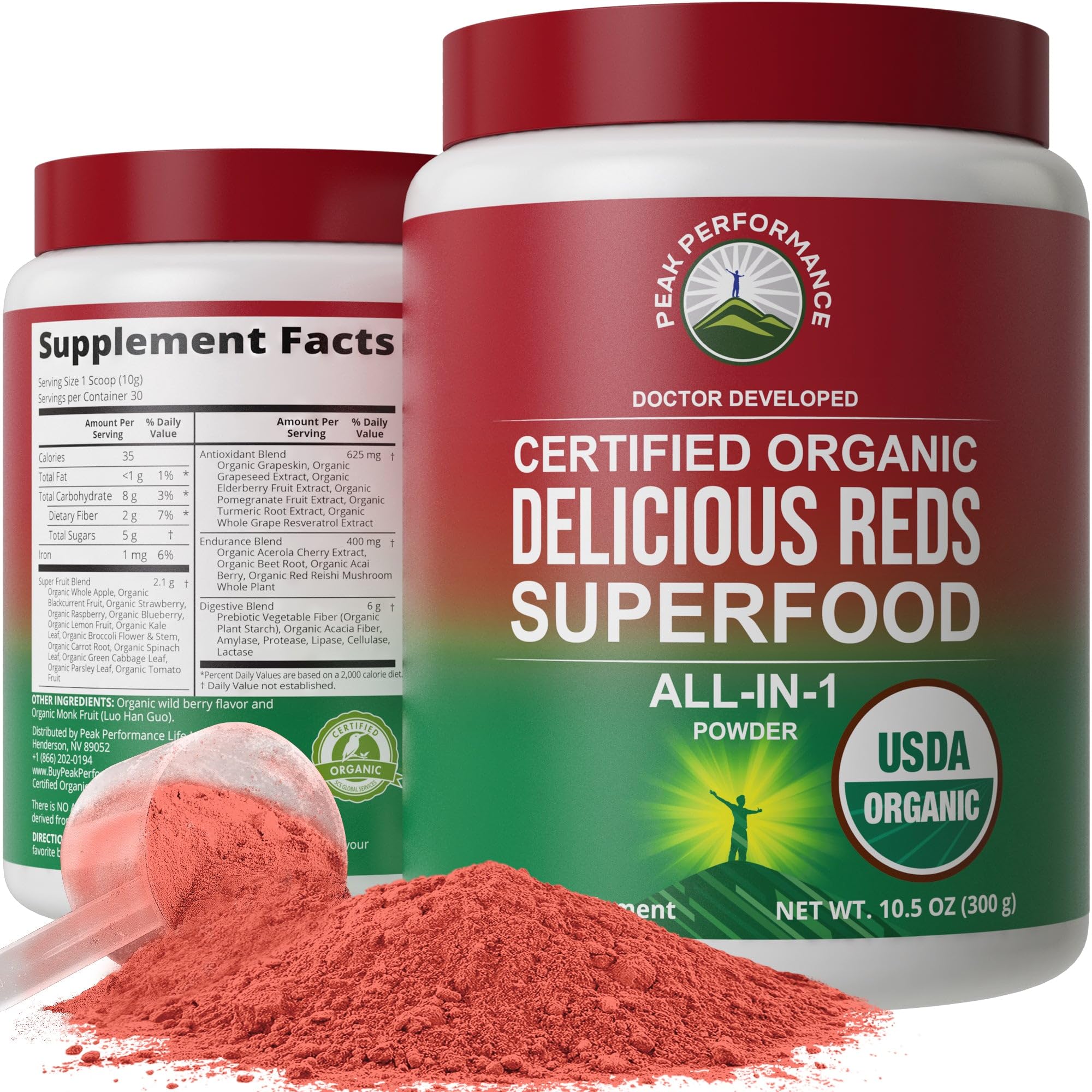 Foto 2 pulgar | Suplemento Peak Performance Organic Reds Superfood Powder - Venta Internacional.