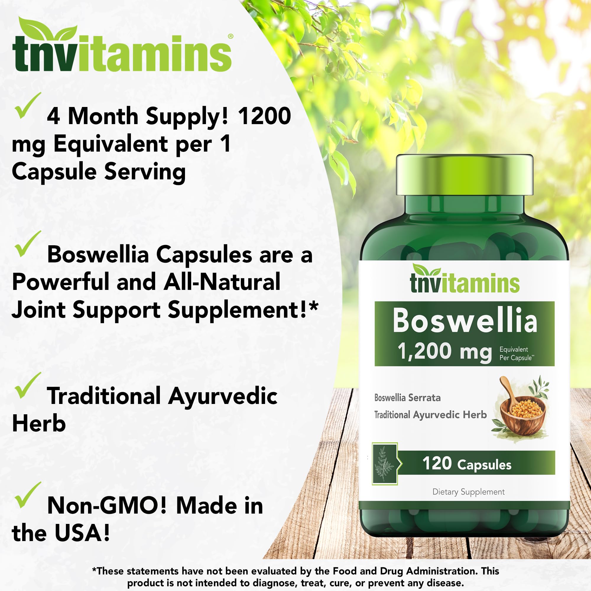 Foto 4 pulgar | Suplemento Tnvitamins De Extracto De Hierbas De Boswellia Serrata 1200 Mg - Venta Internacional.