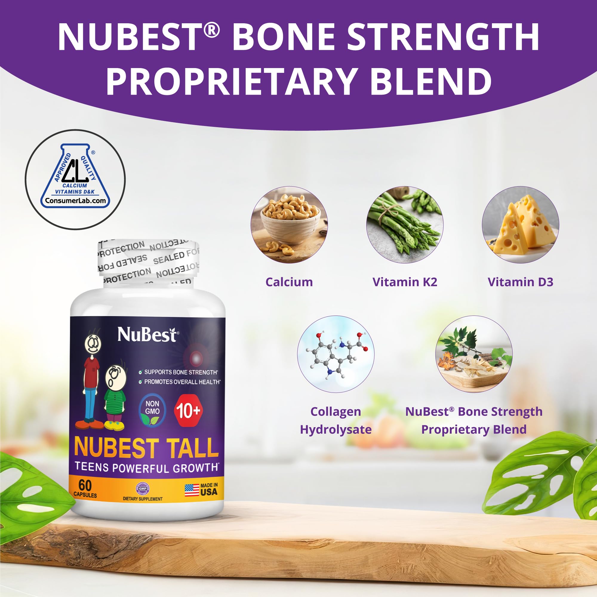Foto 2 | Suplemento Nubest Tall 10+ Advanced Bone Strength  Paquete De 2 - Venta Internacional.