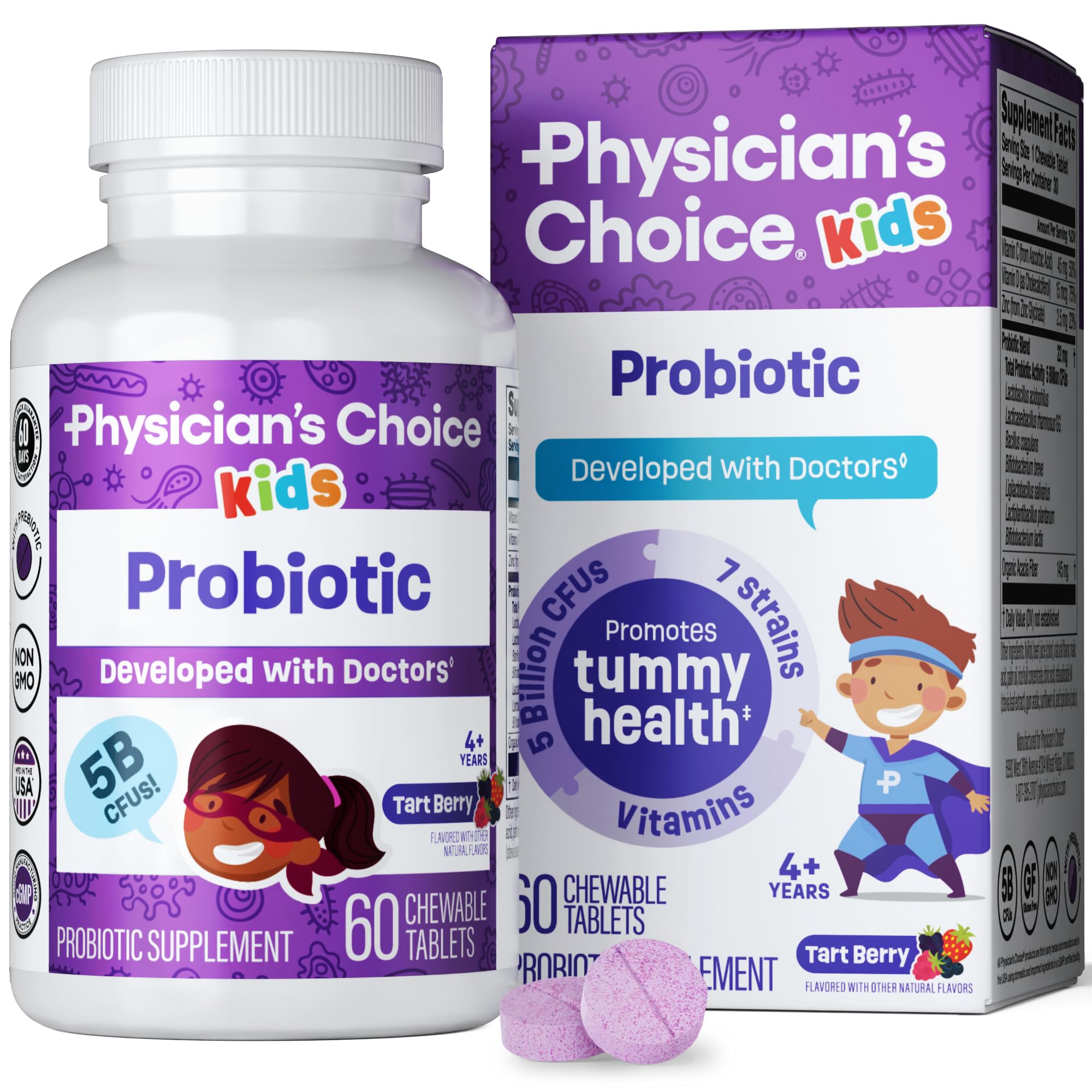 Foto 2 pulgar | Probiotic Physician's Choice Para Niños 60 Comprimidos - Venta Internacional.