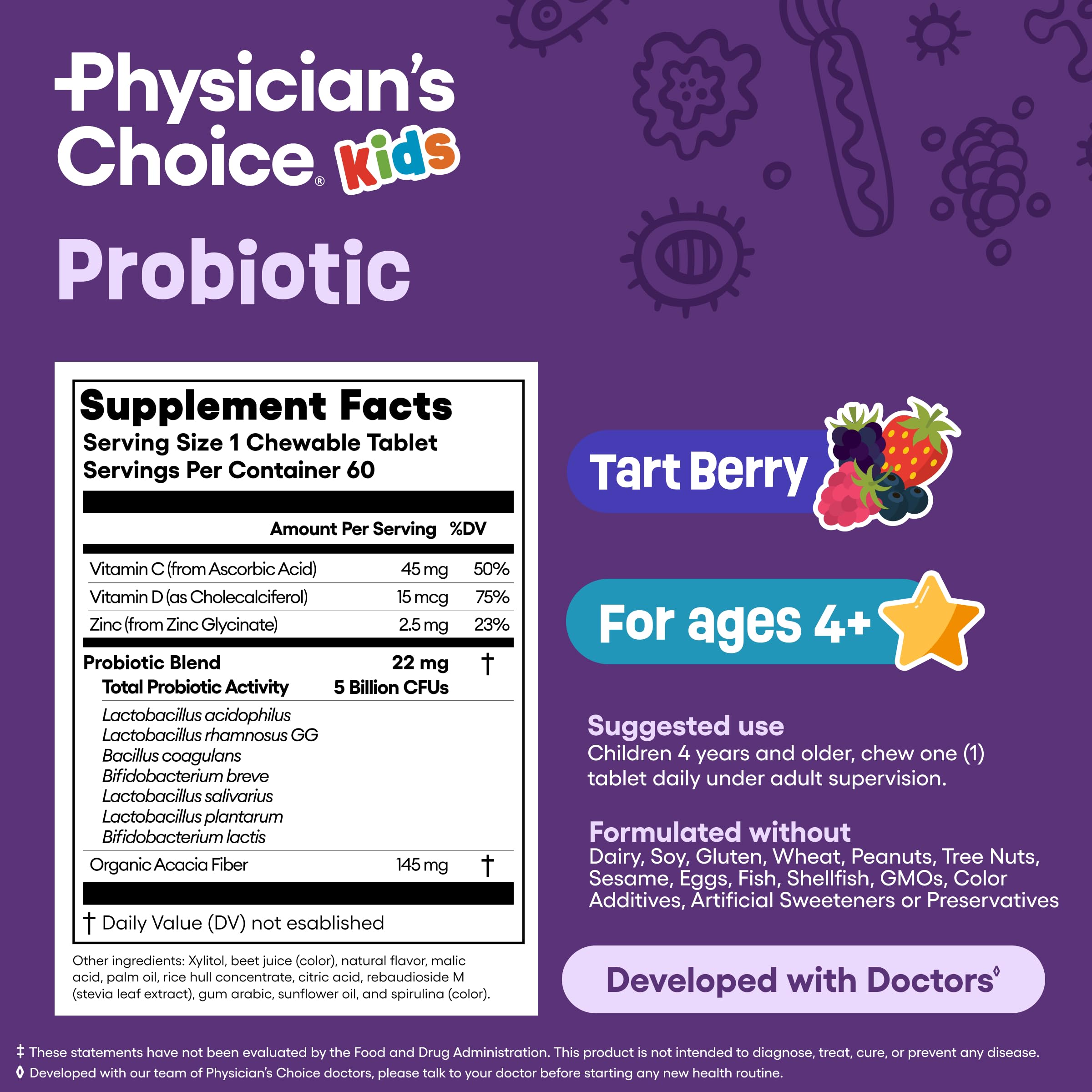 Foto 7 pulgar | Probiotic Physician's Choice Para Niños 60 Comprimidos - Venta Internacional.