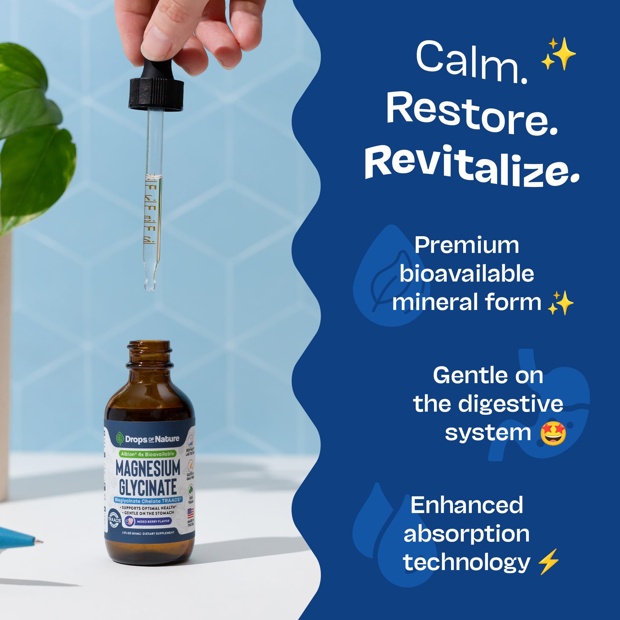 Foto 5 pulgar | Suplemento De Gotas Líquidas De Glicinato De Magnesio 150 Mg 60 Ml - Venta Internacional.