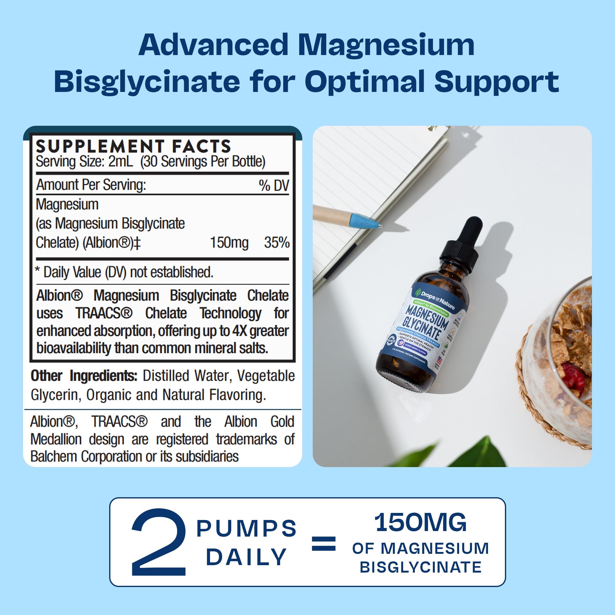 Foto 6 pulgar | Suplemento De Gotas Líquidas De Glicinato De Magnesio 150 Mg 60 Ml - Venta Internacional.