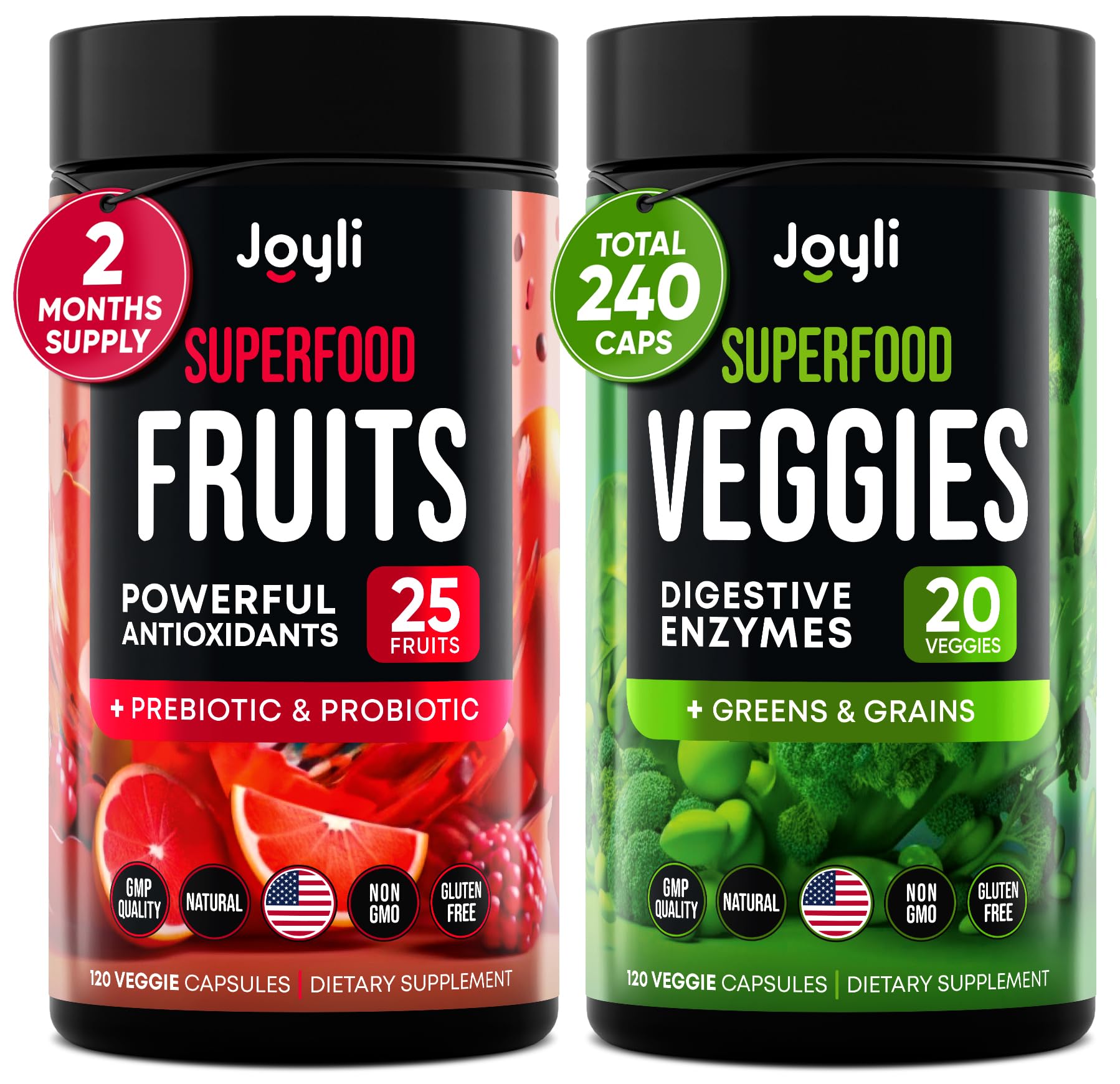 Foto 2 pulgar | Suplemento Joyli Nutrition De Frutas Y Verduras Con Fibra 240 Cápsulas - Venta Internacional.