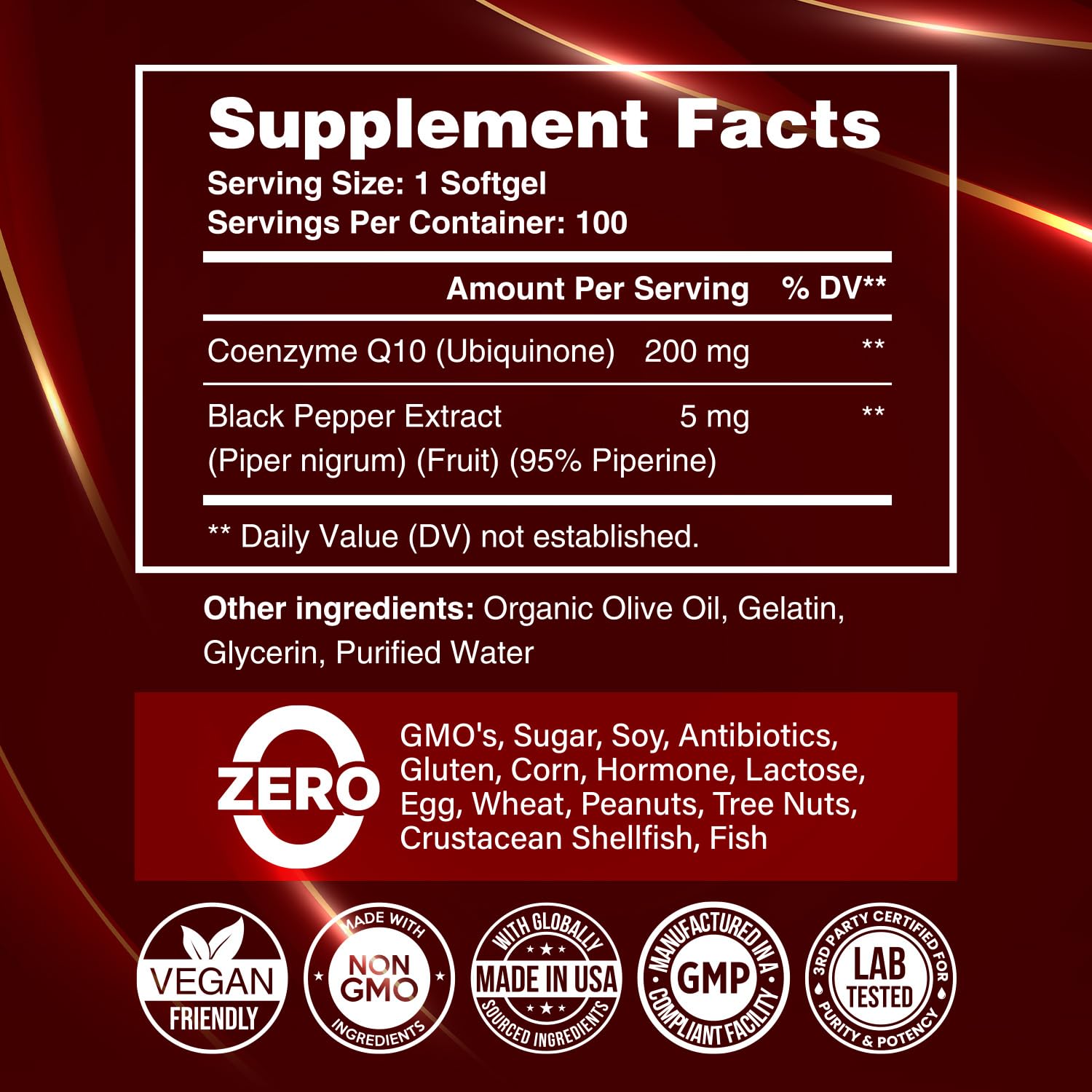 Foto 4 pulgar | Suplemento De Coenzima Q10  Nutrición Benévola  200 Mg  100 Cápsulas Blandas - Venta Internacional.