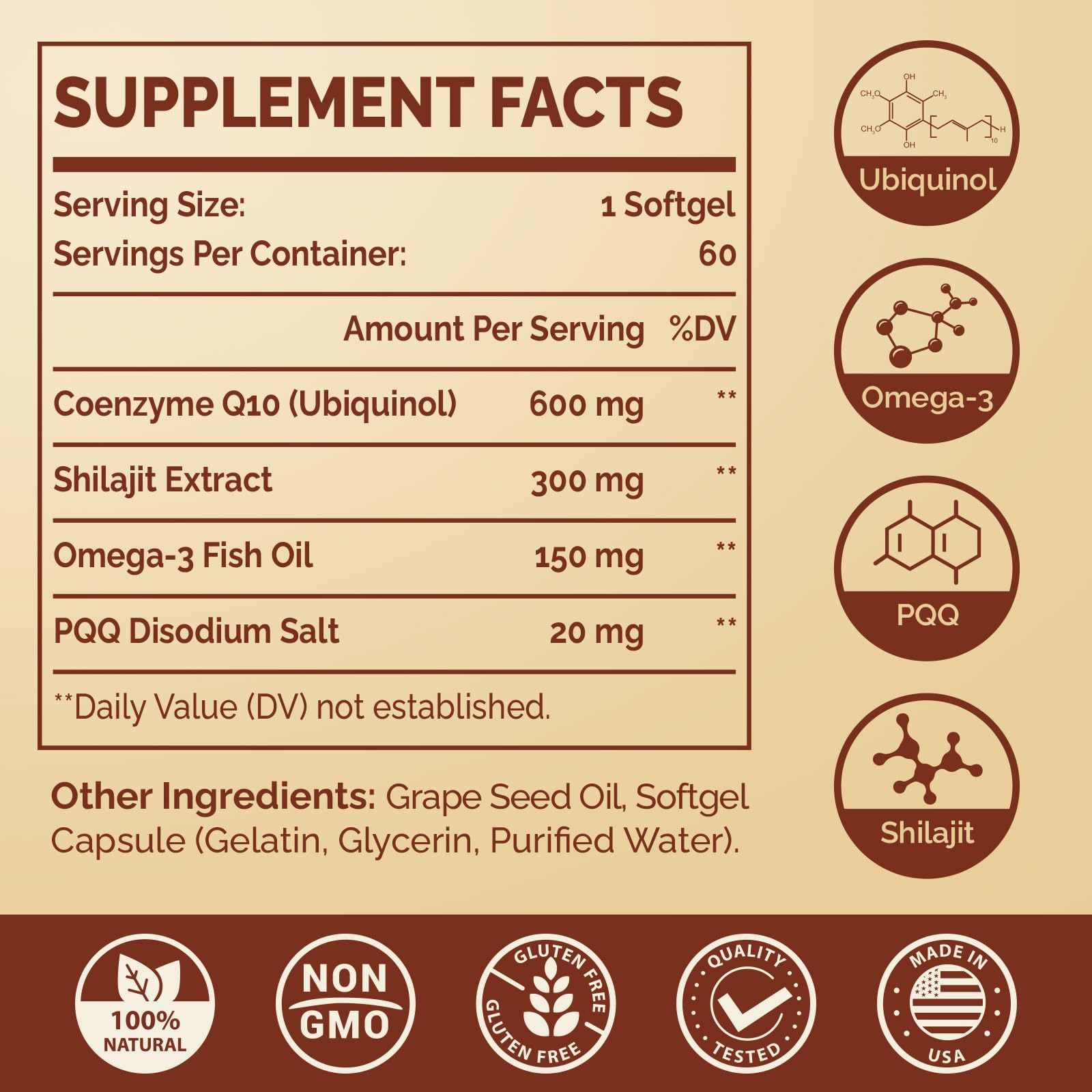 Foto 3 pulgar | Suplemento Ciaceae Ubiquinol Coq10 600 Mg Con Omega-3 Y Pqq 60 Serv - Venta Internacional.