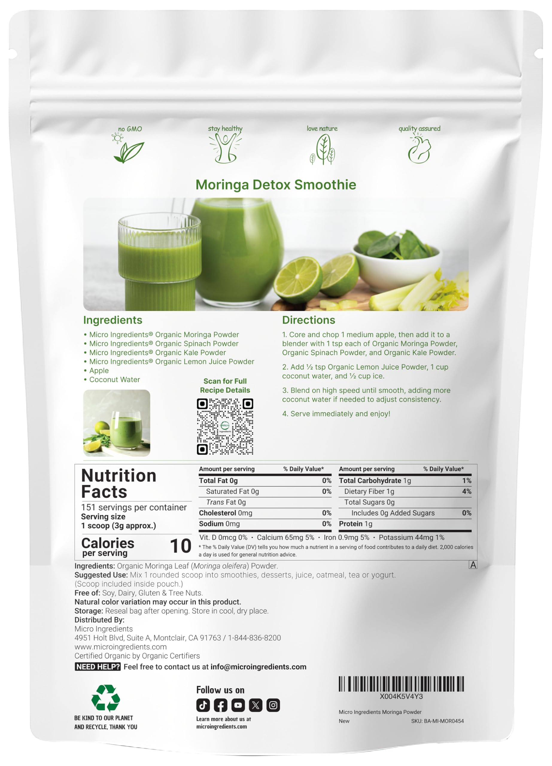 Foto 3 pulgar | Microingredientes En Polvo De Hojas De Moringa Oleifera  454 G - Venta Internacional.