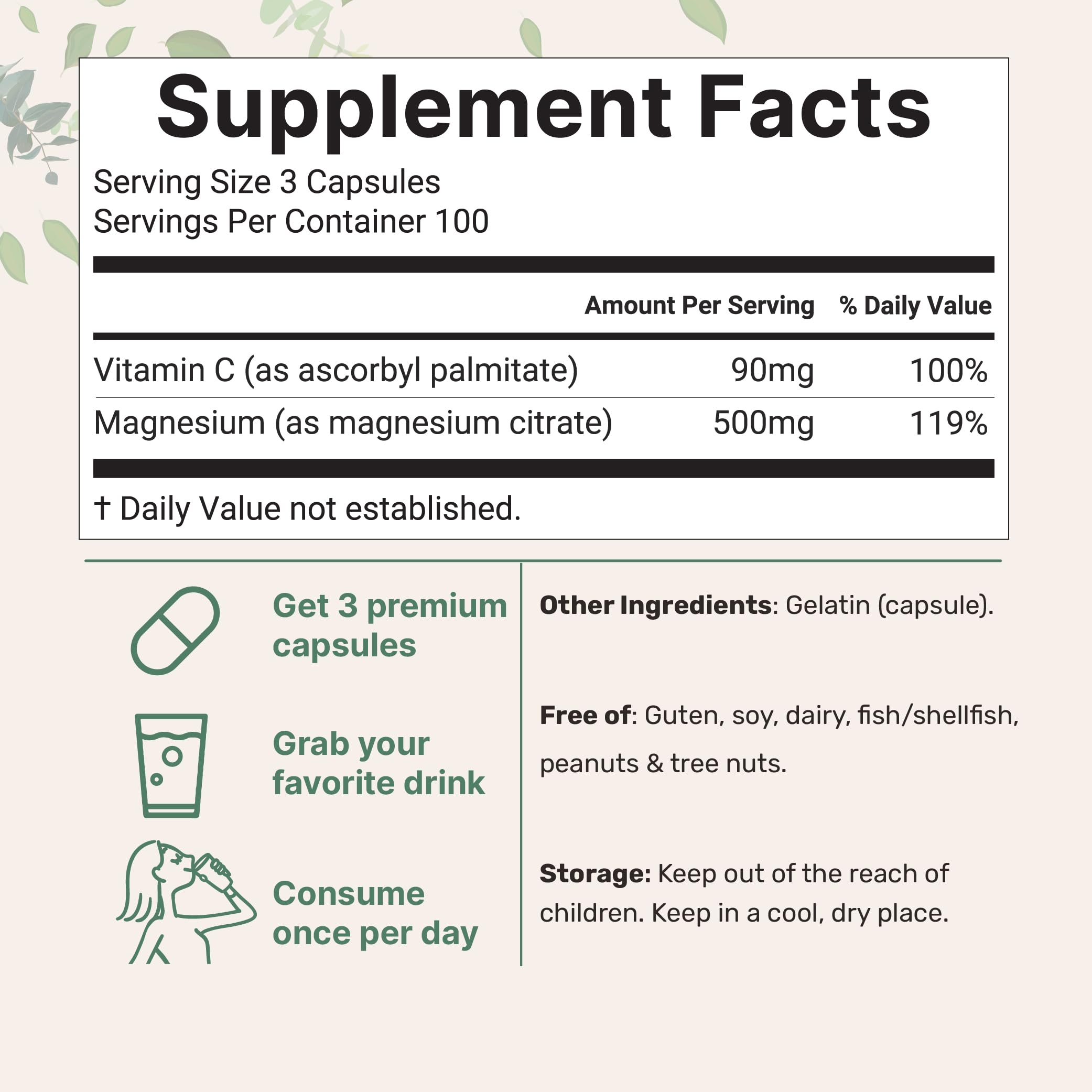Foto 2 | Suplementos  Microingredientes  Citrato De Magnesio Puro  500 Mg - Venta Internacional.