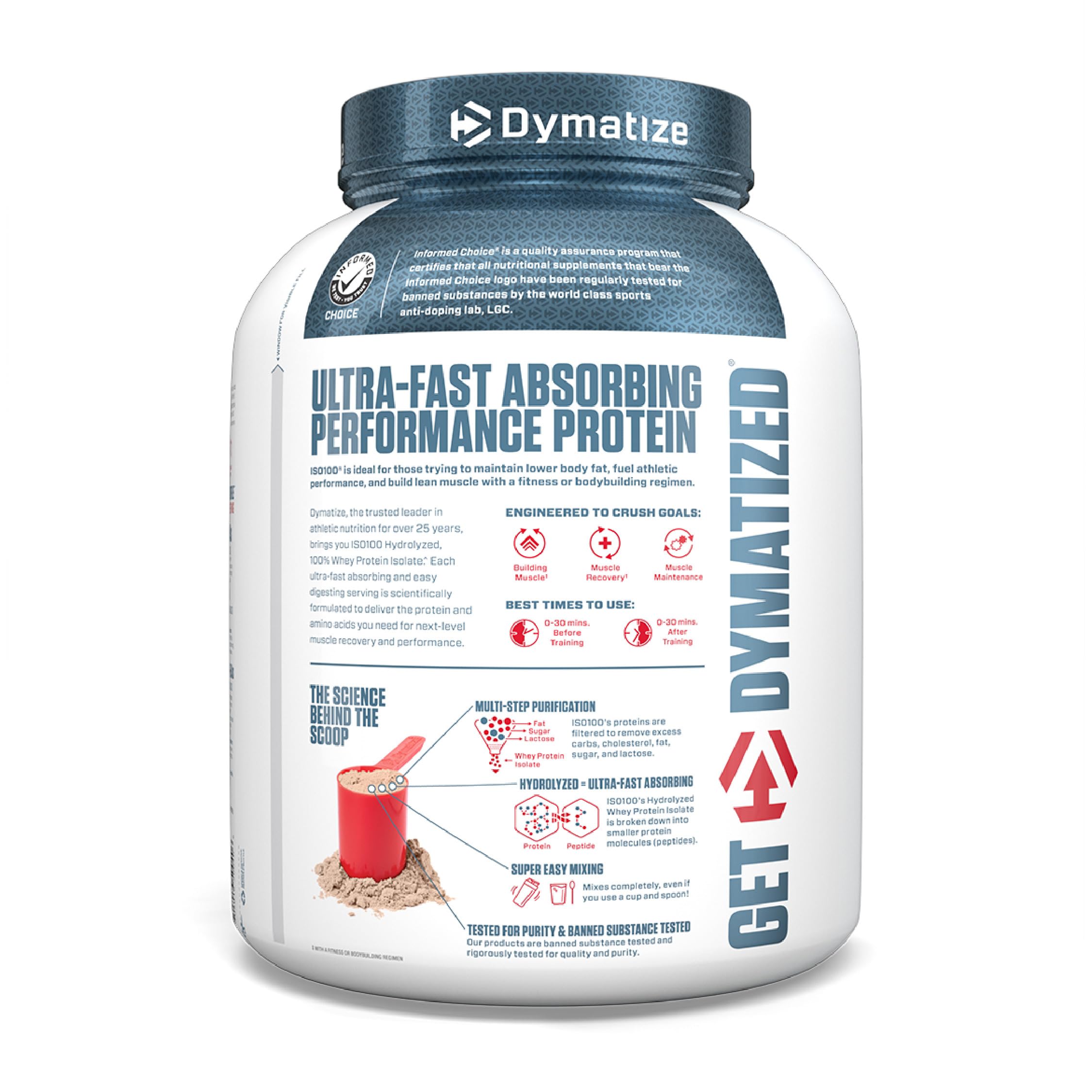 Foto 3 | Brownie De Chocolate Aislado De Suero Dymatize Iso100 Con Proteína En Polvo  2 27 Kg - Venta Internacional.