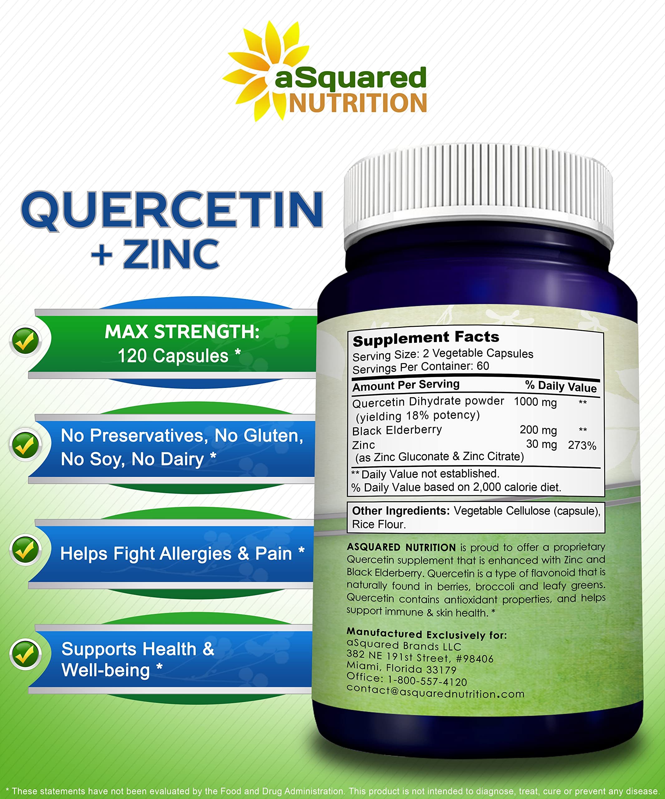Foto 4 pulgar | Suplemento De Quercetina De Squared Nutrition  1000 Mg  Con Zinc  120 Cápsulas - Venta Internacional.