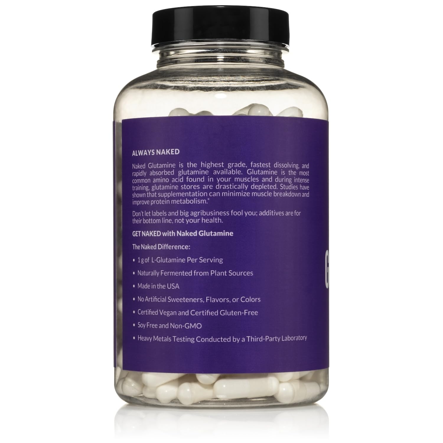 Foto 4 pulgar | Suplemento Naked L-glutamine Muscle Recovery 1000 Mg 240 Cápsulas - Venta Internacional.