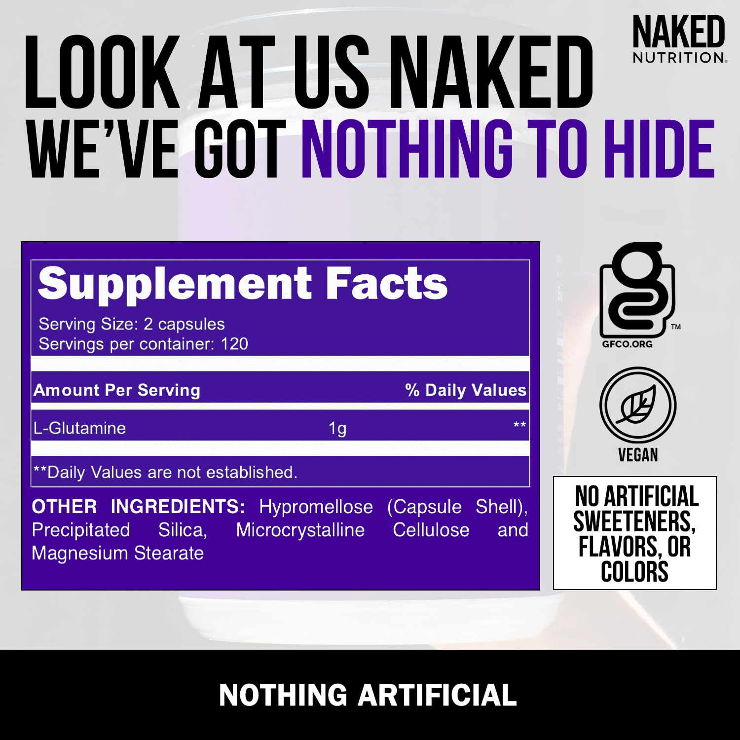 Foto 5 pulgar | Suplemento Naked L-glutamine Muscle Recovery 1000 Mg 240 Cápsulas - Venta Internacional.