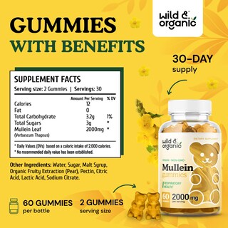 Foto 3 | Suplemento De Gomitas De Gordolobo Silvestres Y Orgánicas De 2000 Mg Para Pulmones - Venta Internacional.