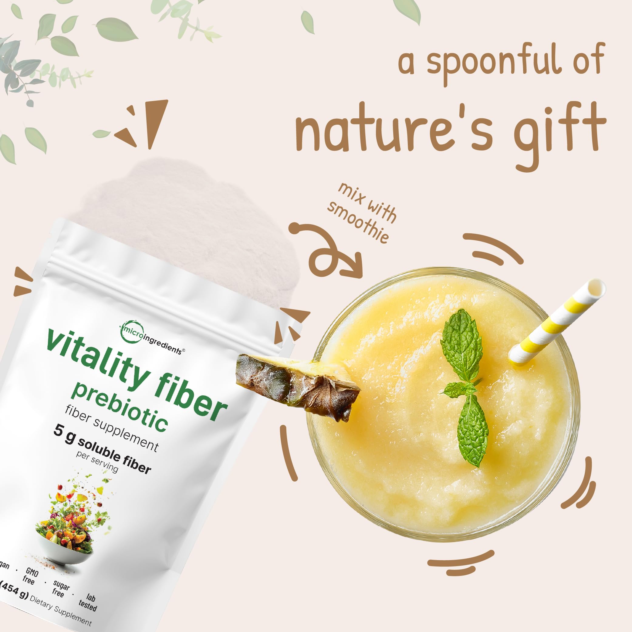 Foto 6 | Microingredientes De Fibra En Polvo Vitality  454g  Prebiótico - Venta Internacional.