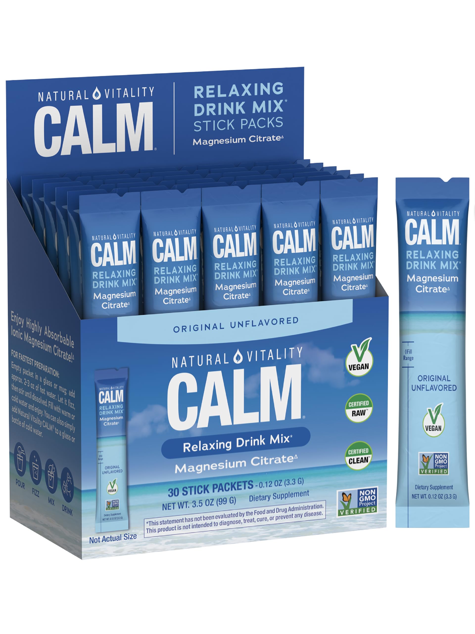 Foto 2 pulgar | Magnesio En Polvo Natural Vitality Calm Sin Sabor  30 Paquetes - Venta Internacional.