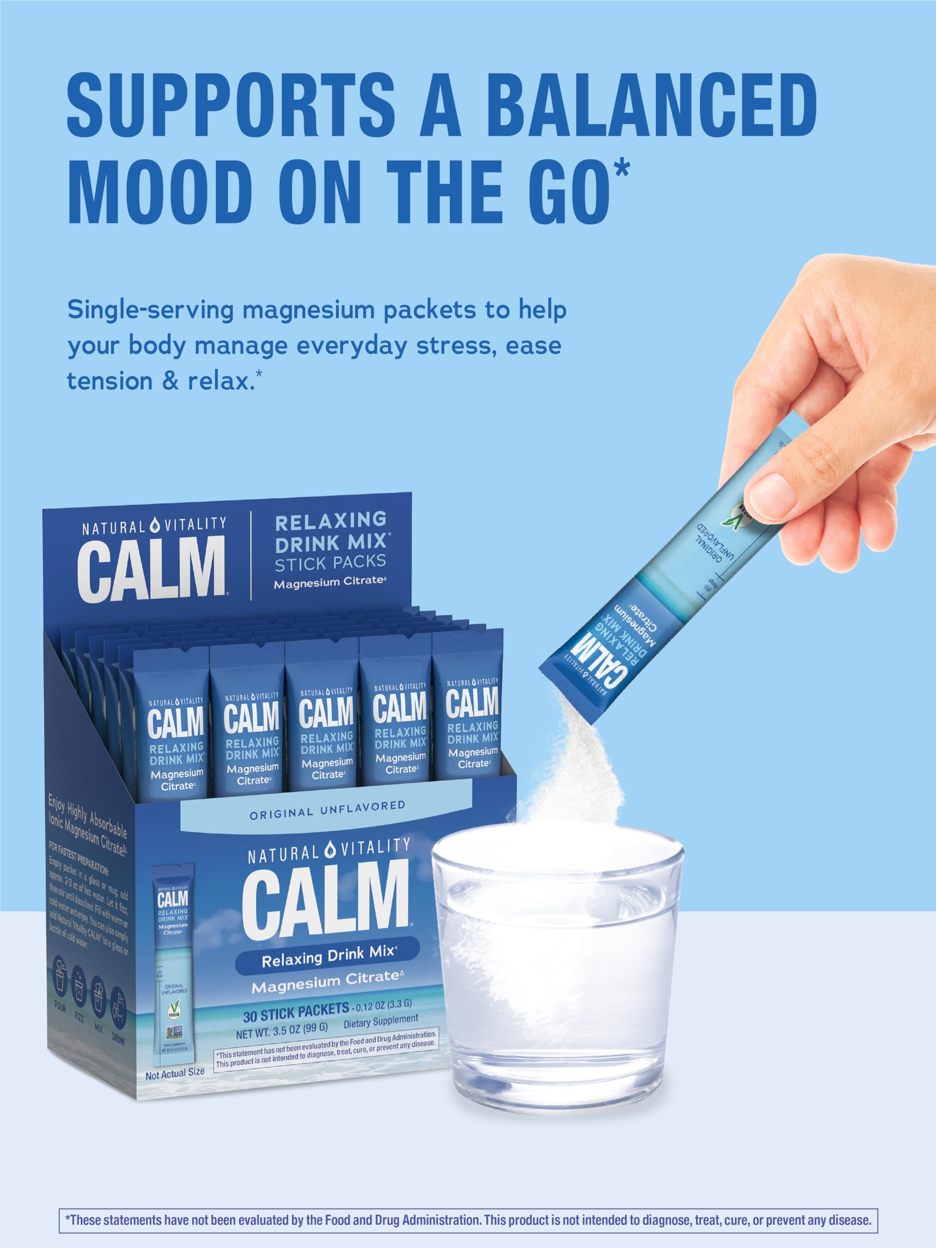 Foto 5 | Magnesio En Polvo Natural Vitality Calm Sin Sabor  30 Paquetes - Venta Internacional.