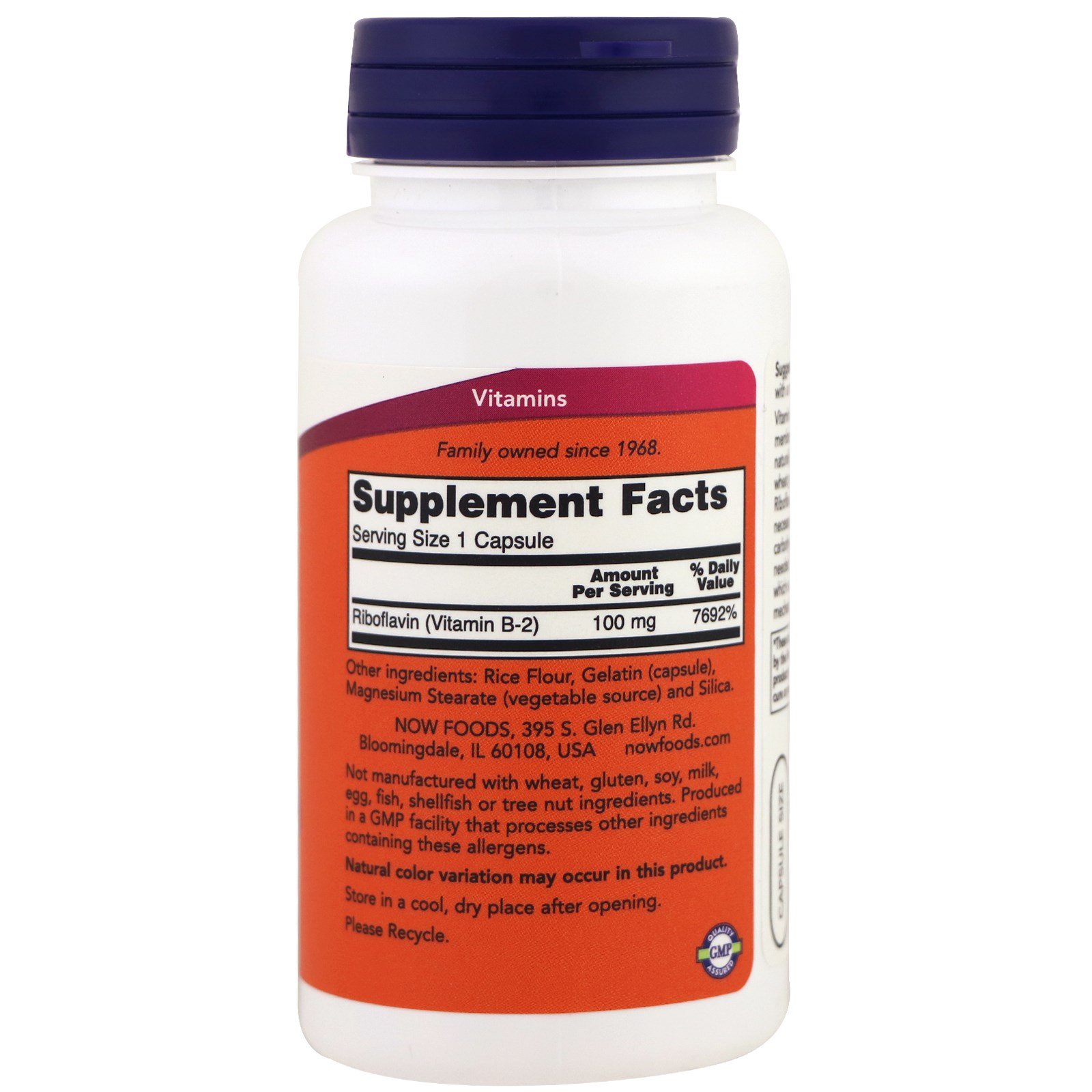 Foto 3 pulgar | Suplemento Now Foods Vitamina B-2 (riboflavina) 100 Mg 100 Cápsulas - Venta Internacional.