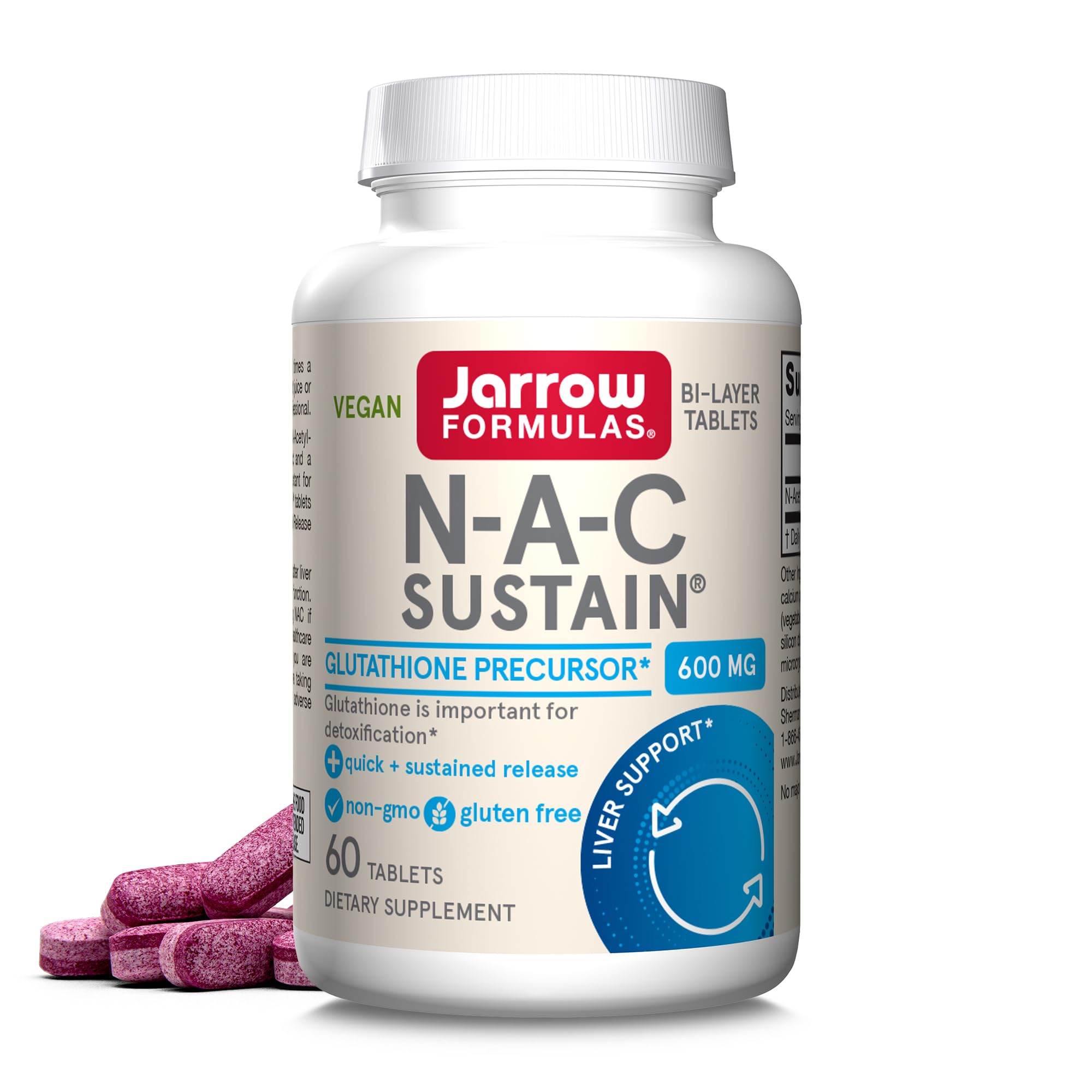 Foto 2 pulgar | Suplemento N-a-c Sustain De Jarrow Formulas, 600 Mg, 60 Comprimidos - Venta Internacional.