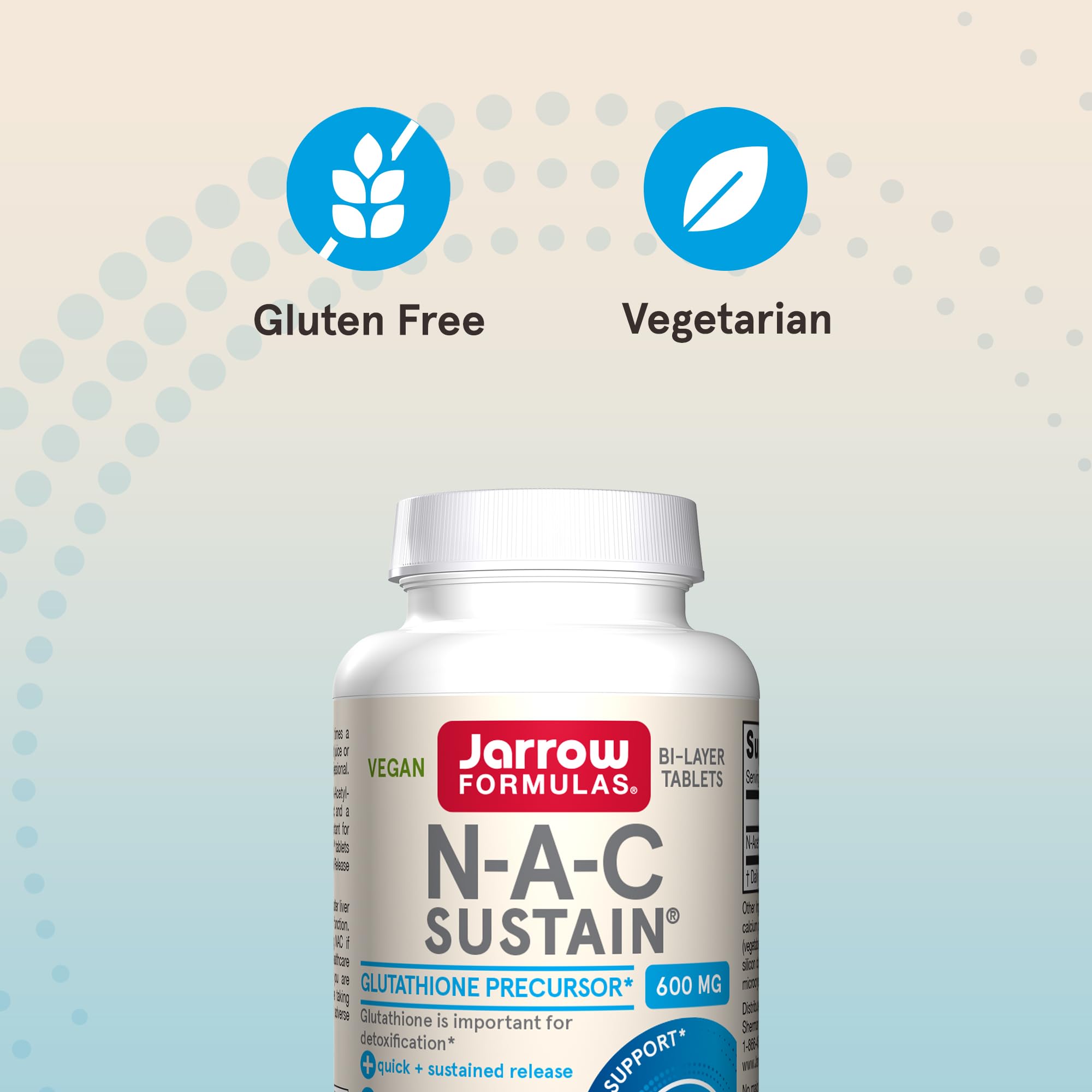Foto 6 pulgar | Suplemento N-a-c Sustain De Jarrow Formulas, 600 Mg, 60 Comprimidos - Venta Internacional.