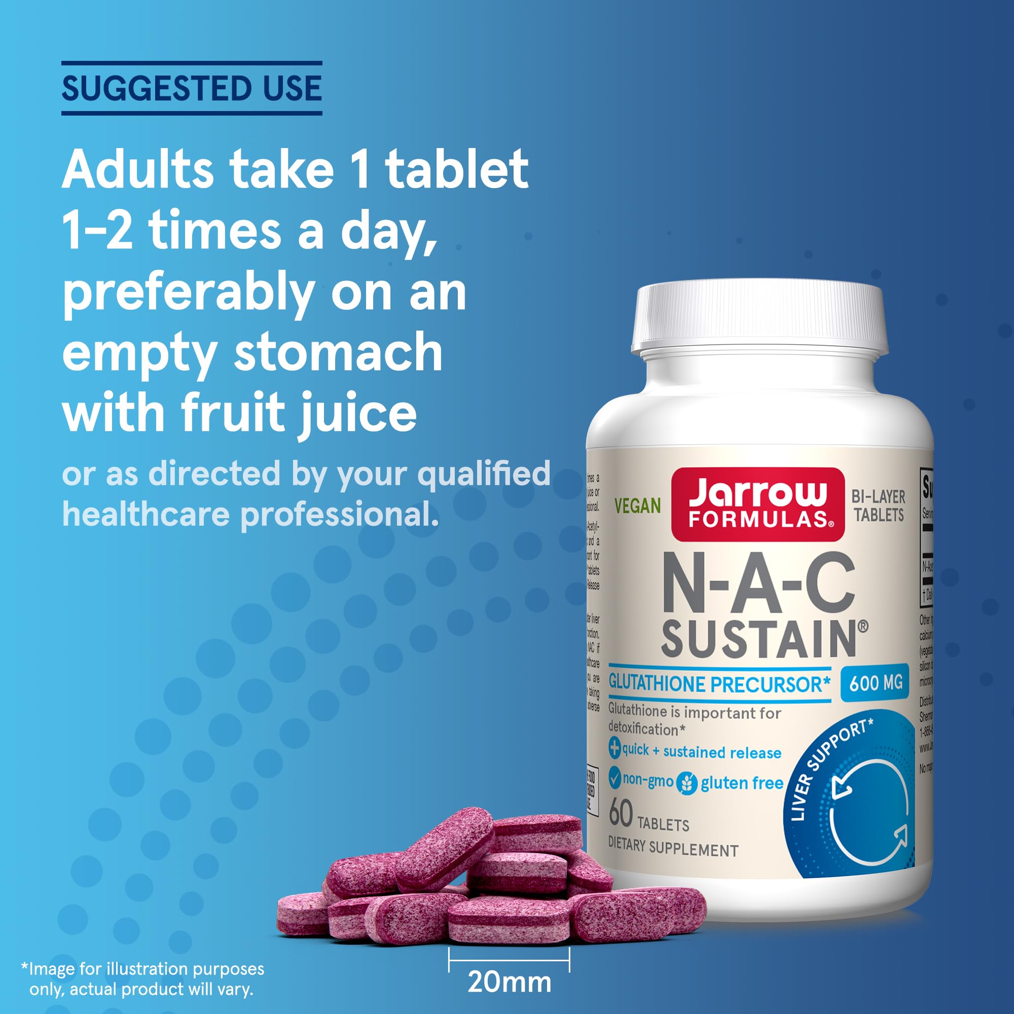 Foto 8 pulgar | Suplemento N-a-c Sustain De Jarrow Formulas, 600 Mg, 60 Comprimidos - Venta Internacional.