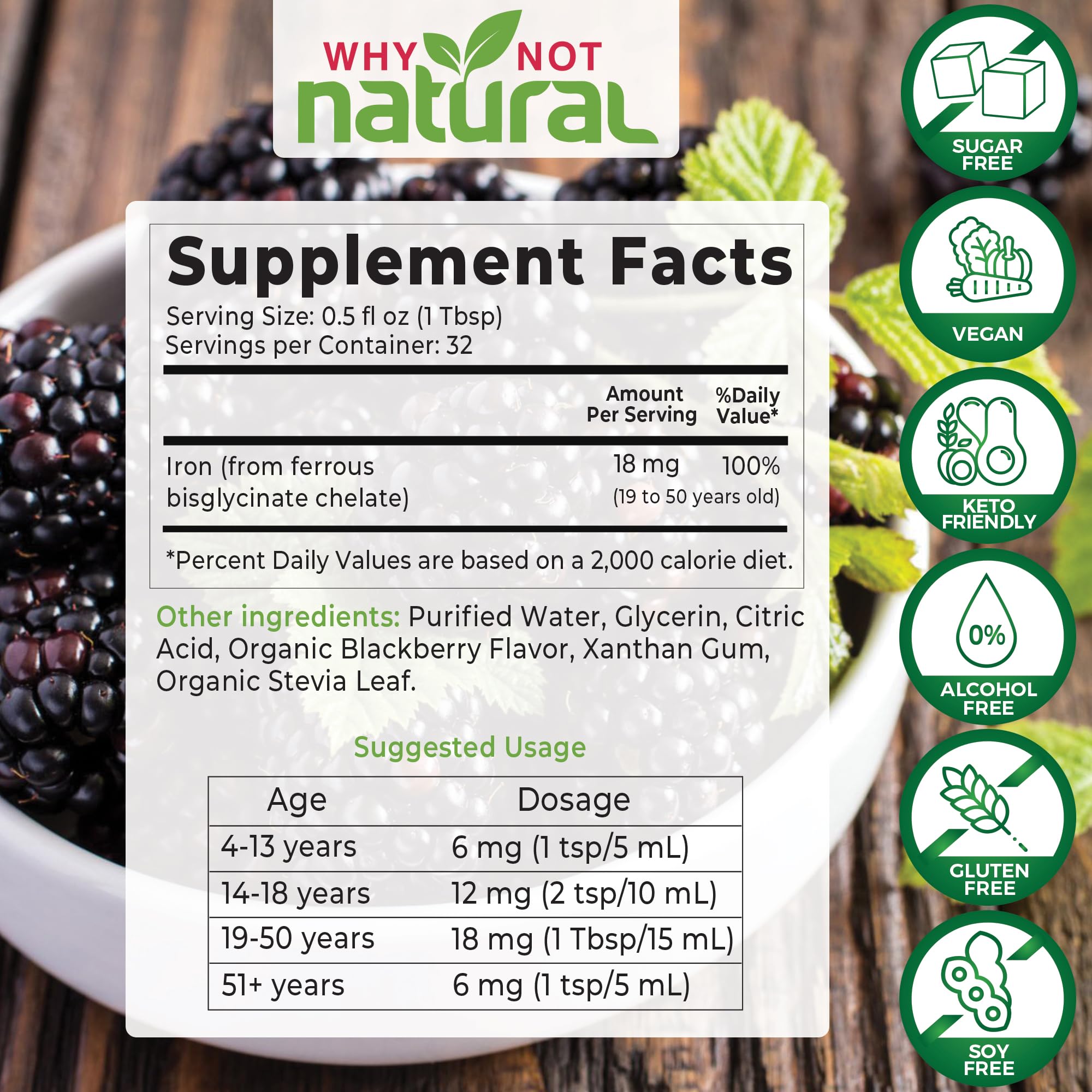 Foto 4 pulgar | Suplemento De Hierro Líquido Why Not Natural Para Anemia Vegana De 473 Ml - Venta Internacional.