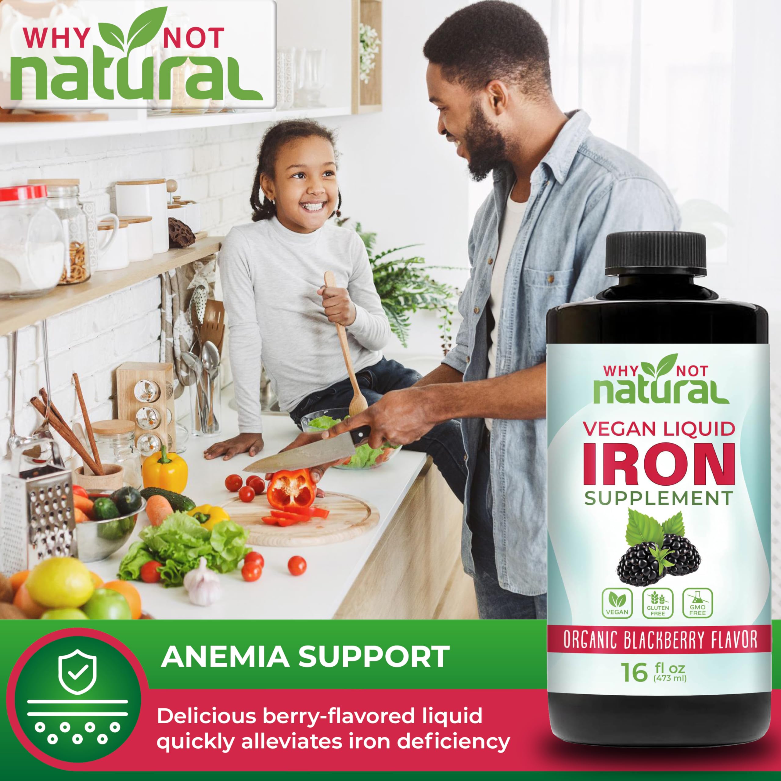 Foto 5 | Suplemento De Hierro Líquido Why Not Natural Para Anemia Vegana De 473 Ml - Venta Internacional.