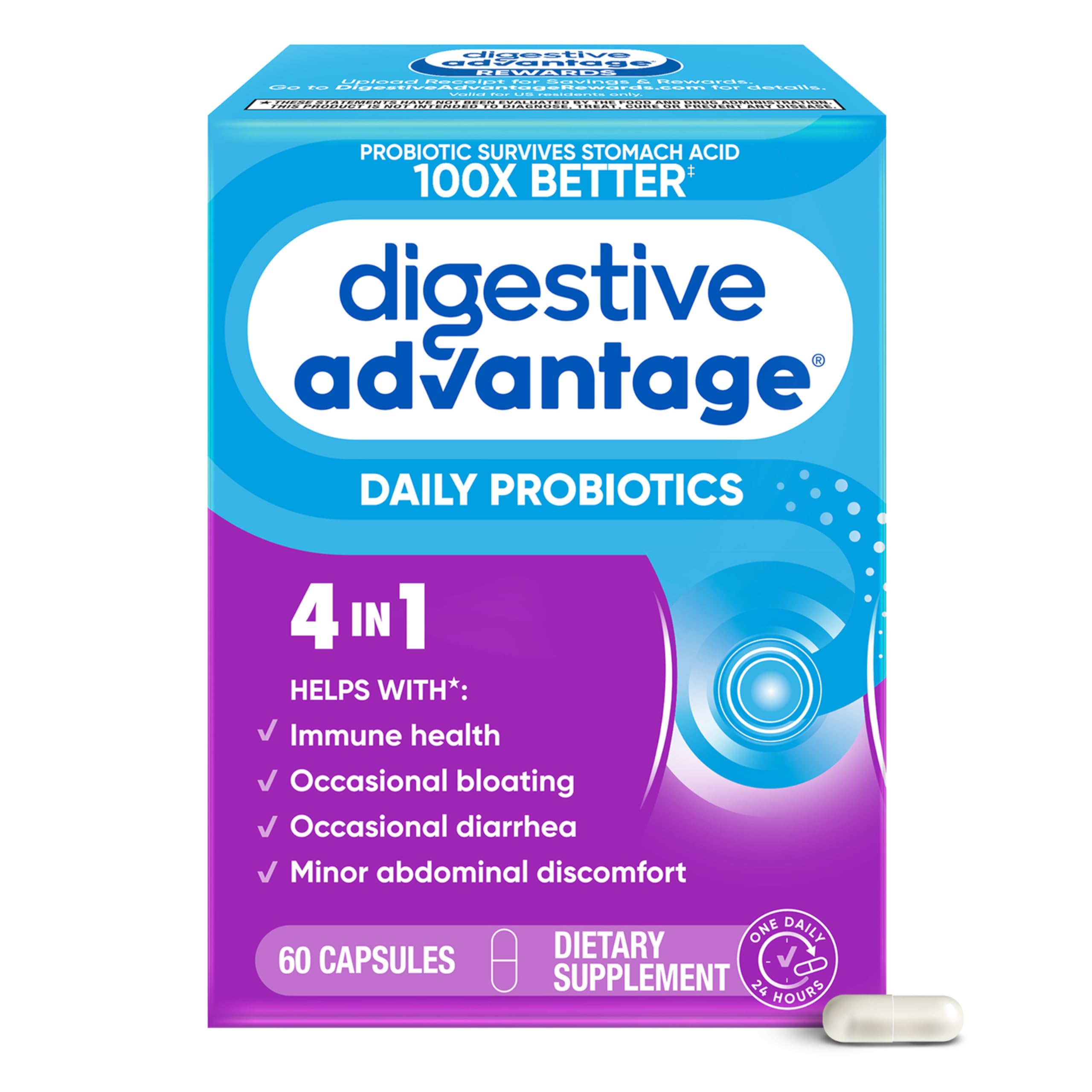 Foto 2 pulgar | Probiotic Digestive Advantage Digestive Health 60 Cápsulas - Venta Internacional.
