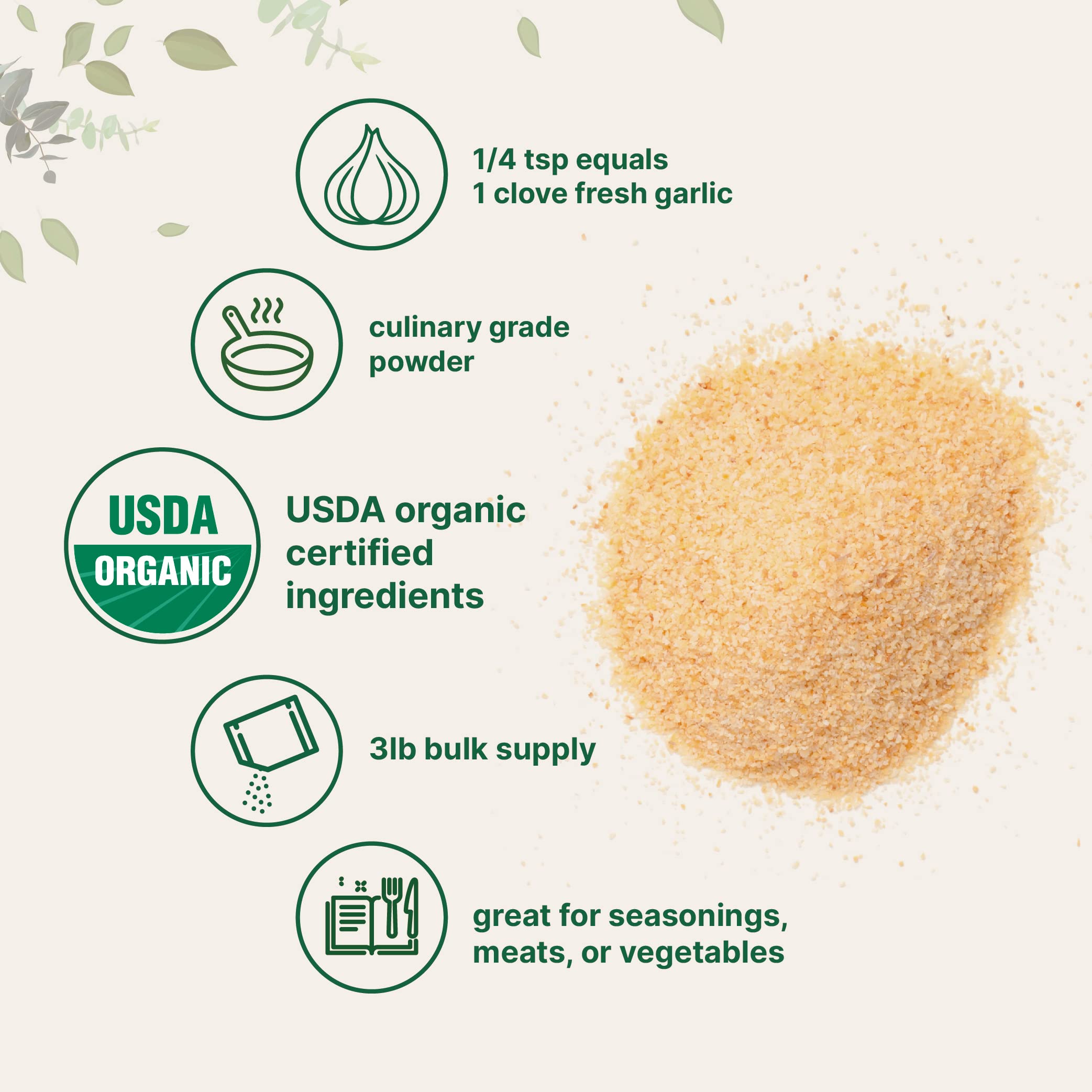 Foto 4 | Microingredientes Orgánicos De Ajo En Polvo  1 36 Kg - Venta Internacional.