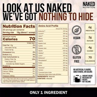 Foto 4 | Proteína En Polvo Naked Almond 680 G 38 Porciones Vegana Sin Gluten - Venta Internacional.