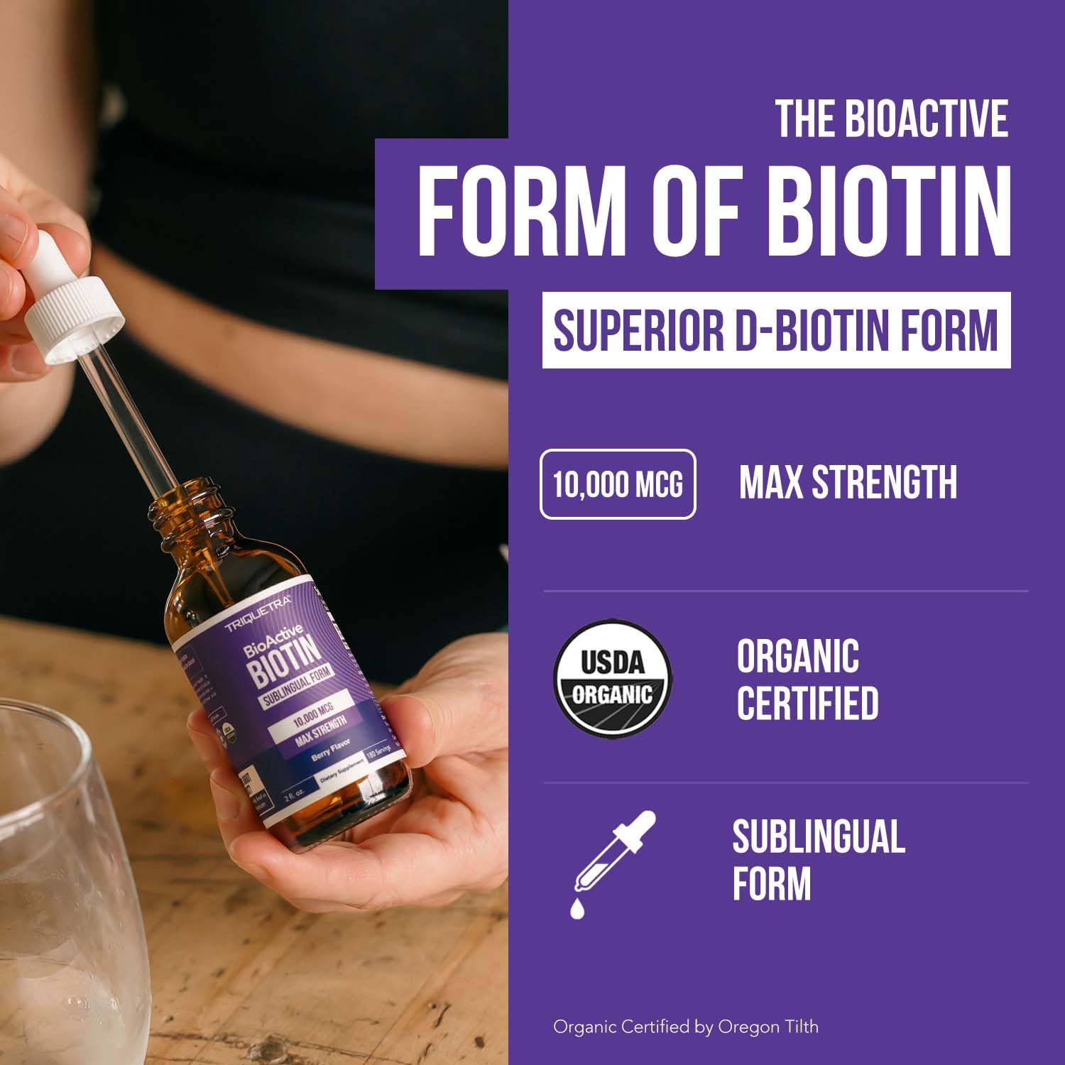 Foto 3 pulgar | Suplemento Triquetra Health Biotina De 10 000 Mcg Para Mujeres  60 Ml - Venta Internacional.