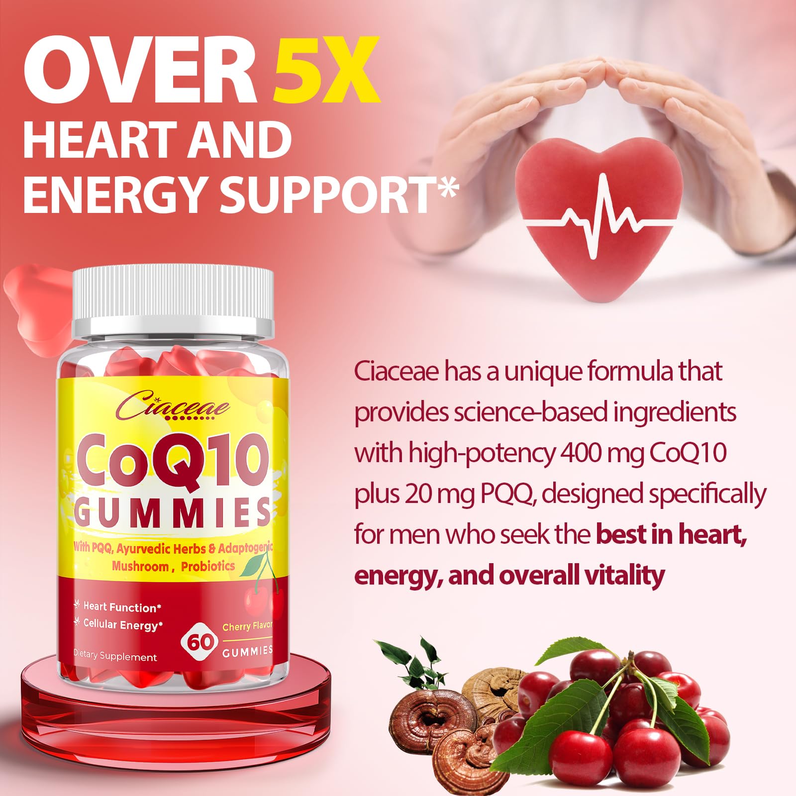 Foto 5 pulgar | Suplemento De Gomitas Ciaceae Coq10 Con Pqq 400 Mg Veganas  60 Unidades - Venta Internacional.