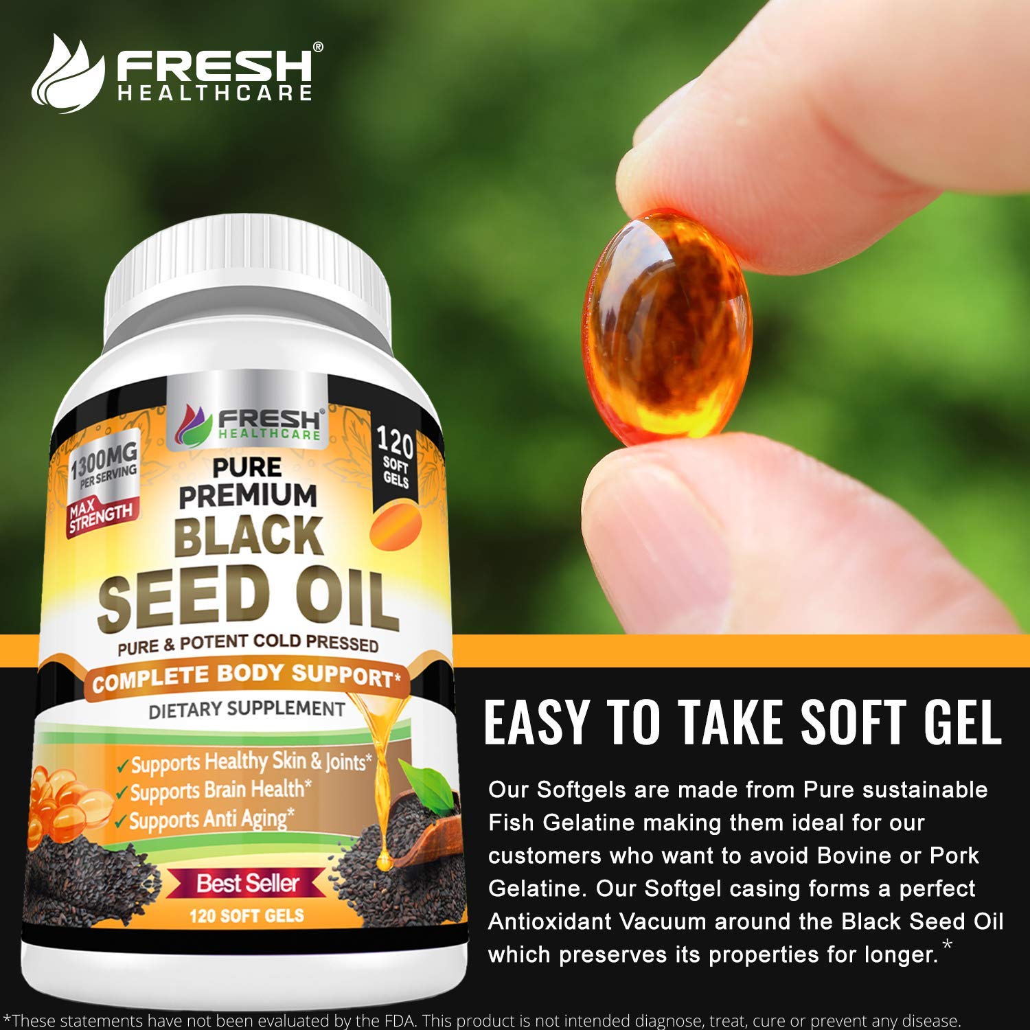 Foto 4 | Cápsulas De Aceite De Semilla Negra Fresh Healthcare 1300 Mg 120 Cápsulas Blandas - Venta Internacional.