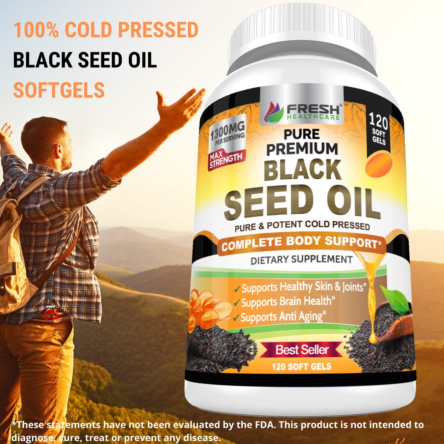 Foto 6 pulgar | Cápsulas De Aceite De Semilla Negra Fresh Healthcare 1300 Mg 120 Cápsulas Blandas - Venta Internacional.