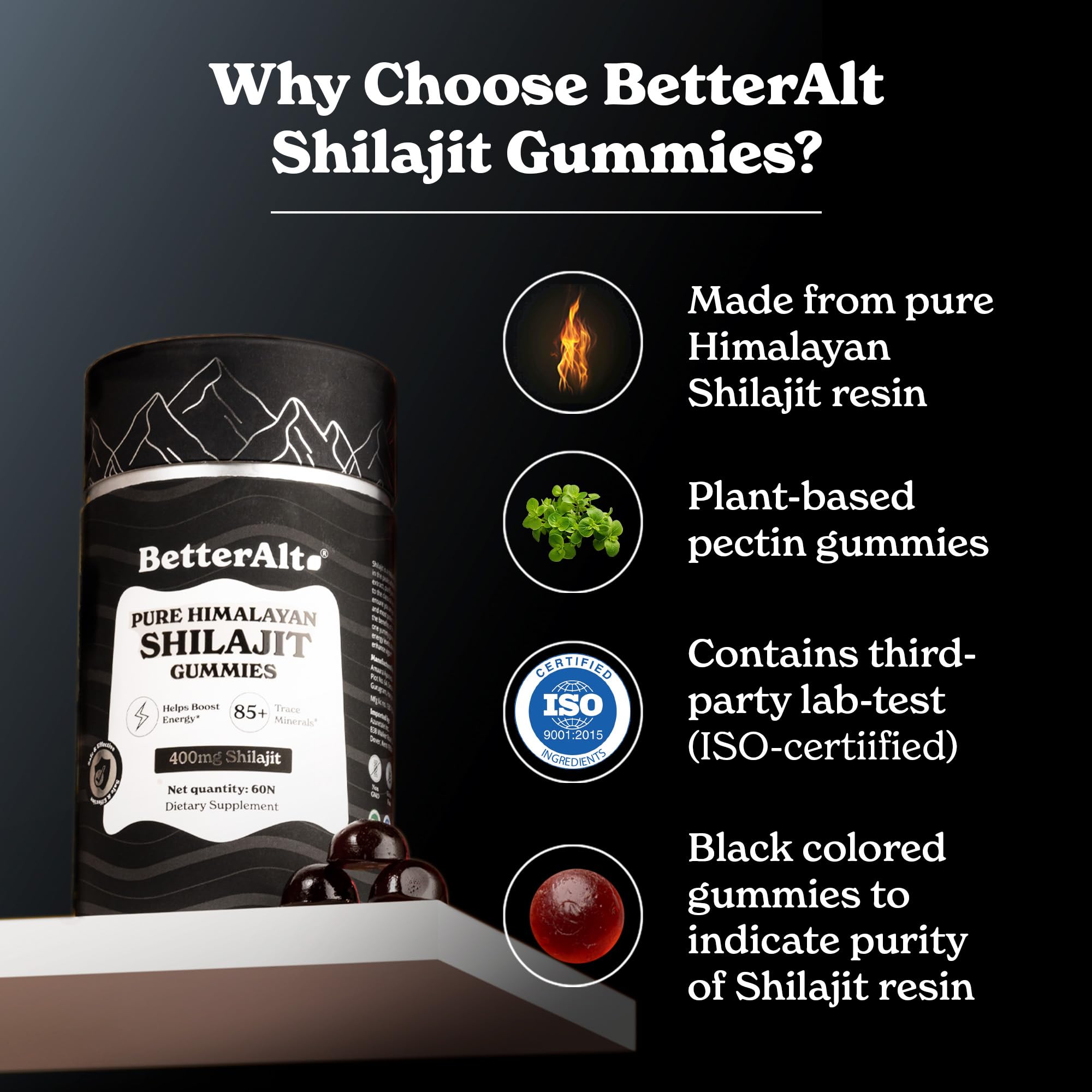 Foto 7 pulgar | Gomitas Shilajit Better Alt Pure Himalayan 60 Unidades - Venta Internacional.