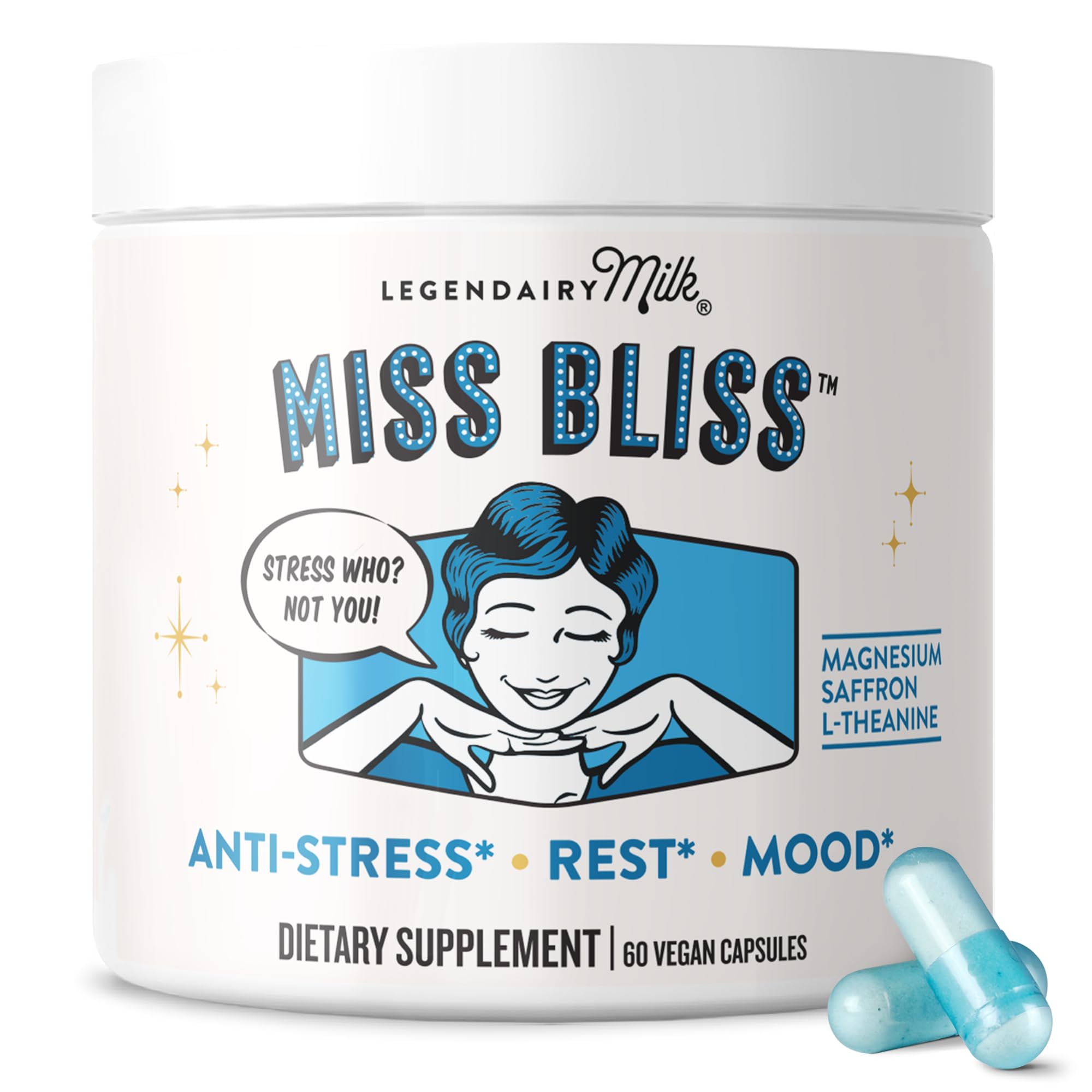 Foto 2 pulgar | Suplemento Legendairy Milk Miss Bliss Daily Stress 60 Cápsulas - Venta Internacional.