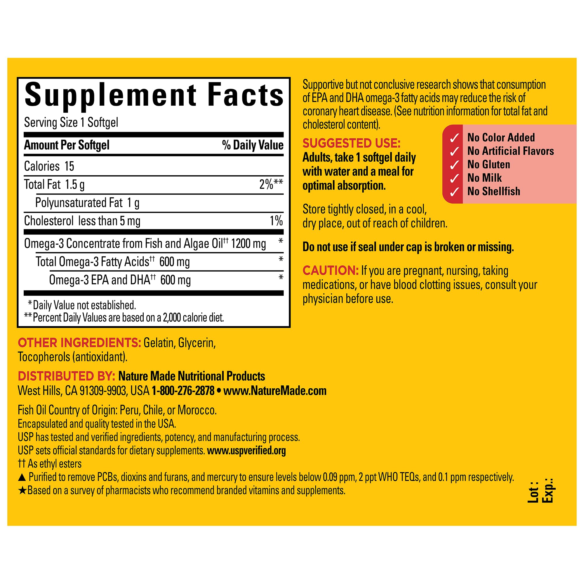 Foto 6 pulgar | Suplementos De Aceite De Pescado Y Aceite De Algas Omega 3 De Nature Made  1200 Mg - Venta Internacional.