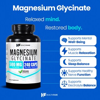 Foto 2 | Suplemento De Magnesio Healthfare Glicinato De Magnesio 500 Mg - Venta Internacional.