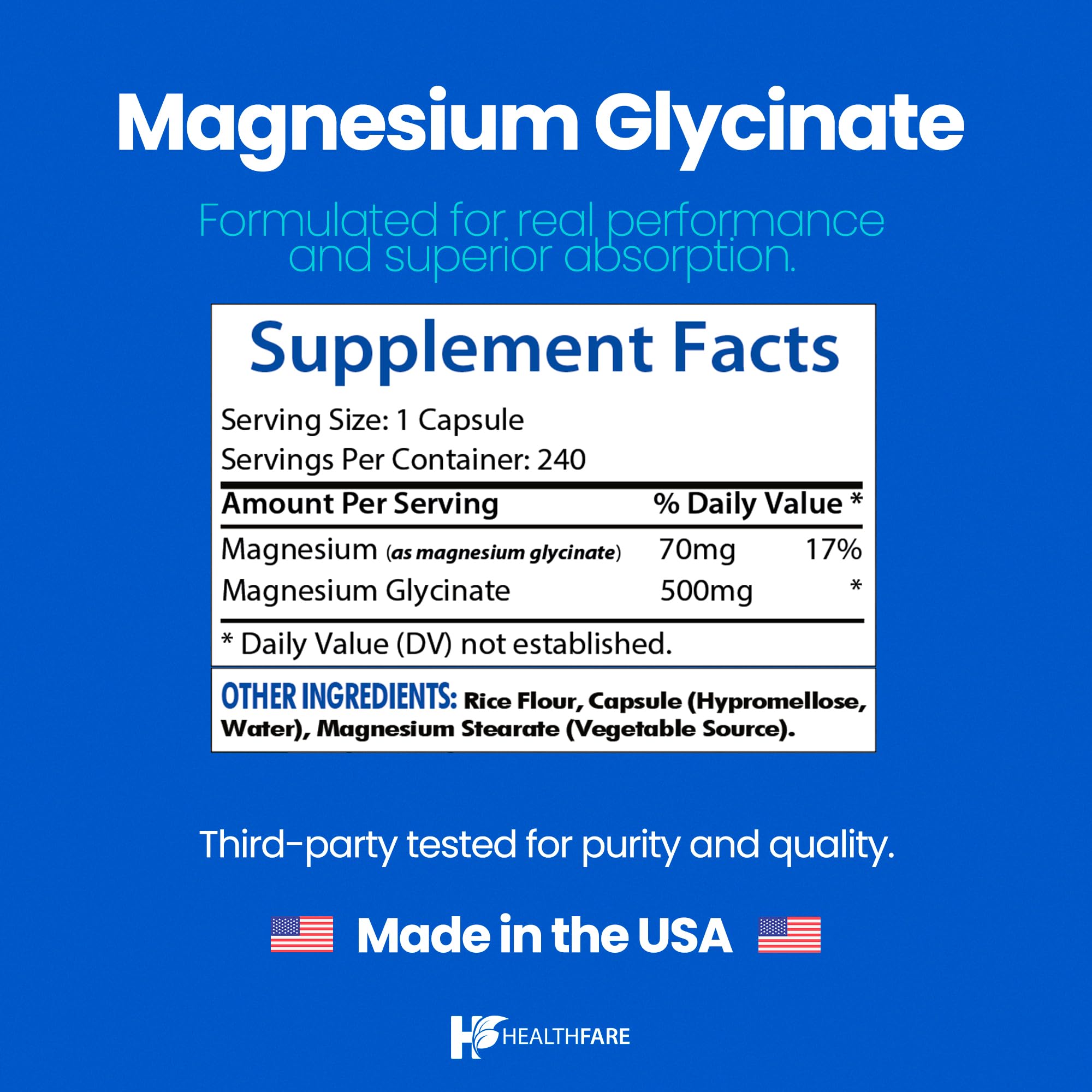 Foto 6 pulgar | Suplemento De Magnesio Healthfare Glicinato De Magnesio 500 Mg - Venta Internacional.