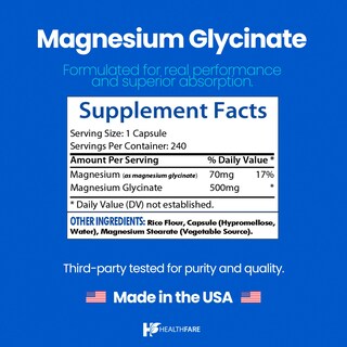 Foto 5 | Suplemento De Magnesio Healthfare Glicinato De Magnesio 500 Mg - Venta Internacional.