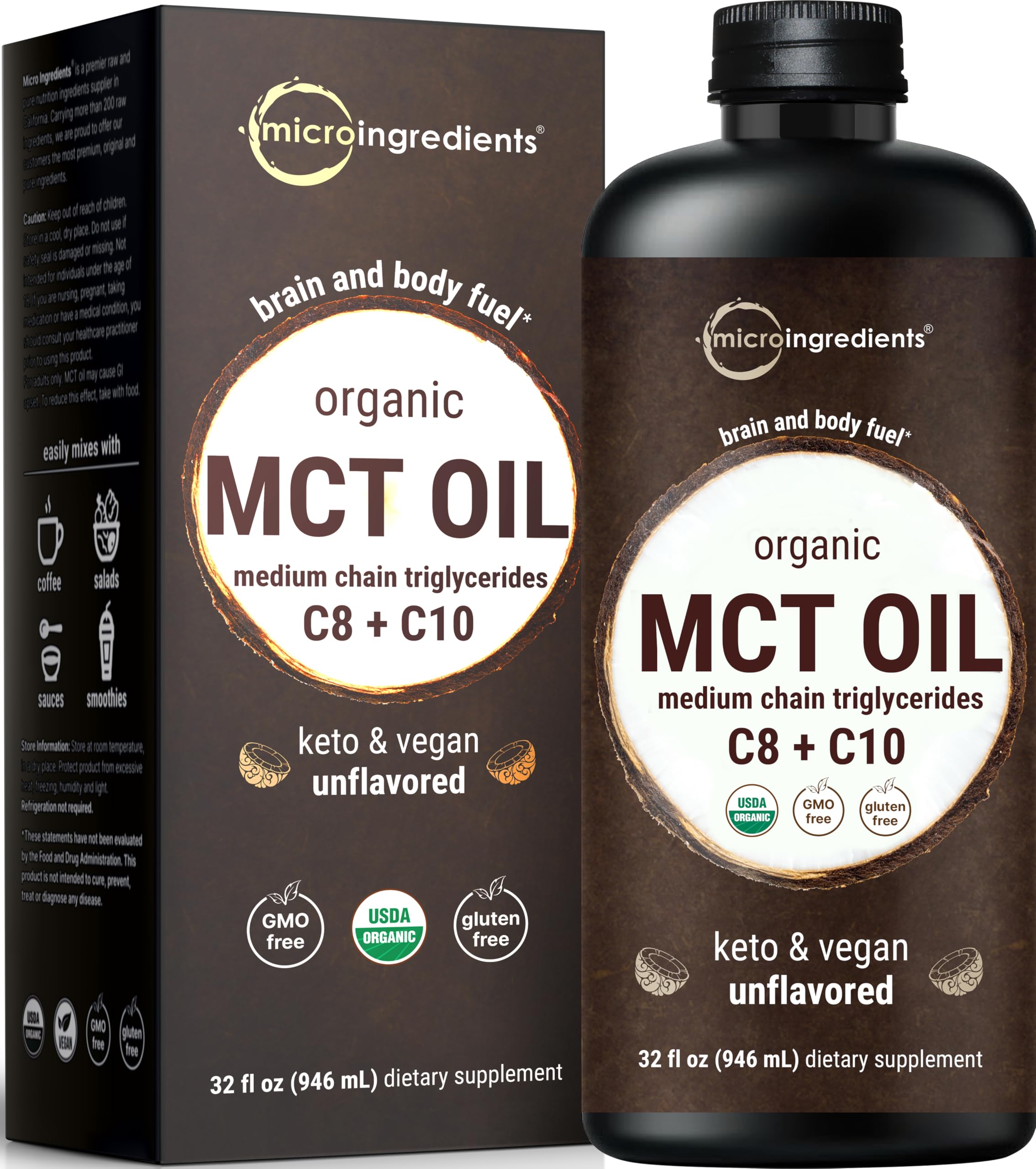Foto 1 | Aceite Mct Micro Ingredients  Orgánico  946 Ml  100% Coco Virgen - Venta Internacional.