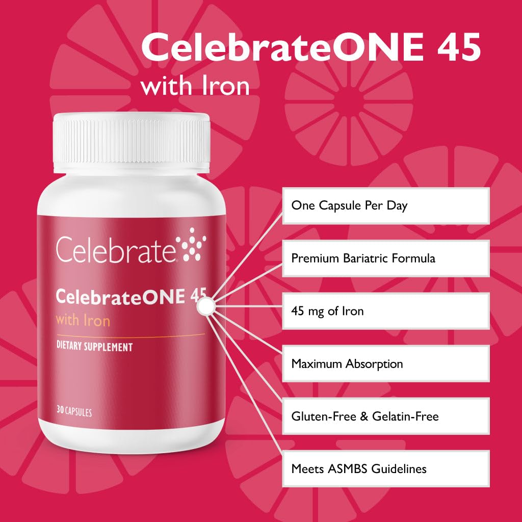 Foto 3 pulgar | Multivitamínico Bariátrico Celebrateone 45 45 Mg De Hierro 30 Cápsulas - Venta Internacional.