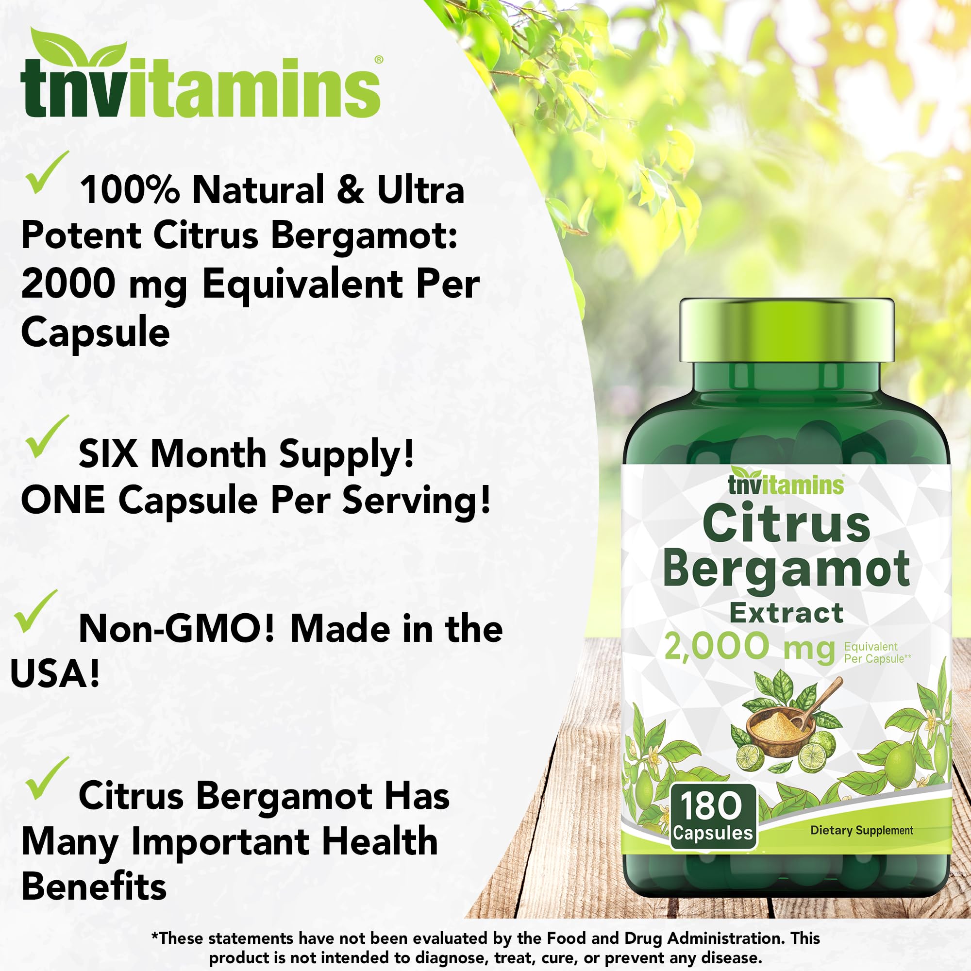 Foto 4 pulgar | Suplemento De Vitaminas Y Bergamota Cítrica 2000 Mg - 180 Cápsulas - Venta Internacional.