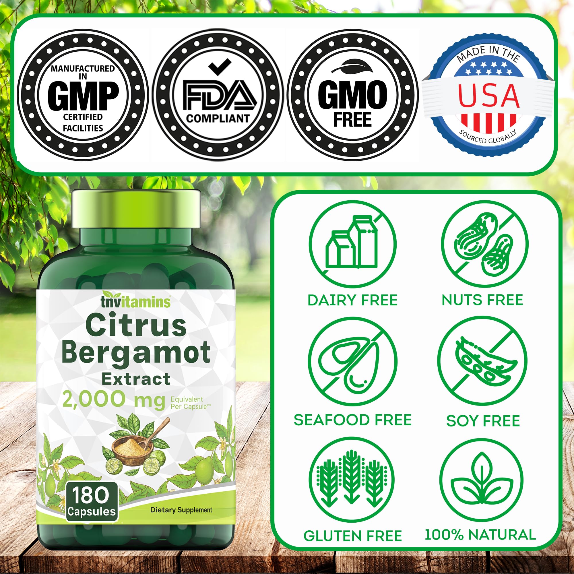Foto 7 pulgar | Suplemento De Vitaminas Y Bergamota Cítrica 2000 Mg - 180 Cápsulas - Venta Internacional.