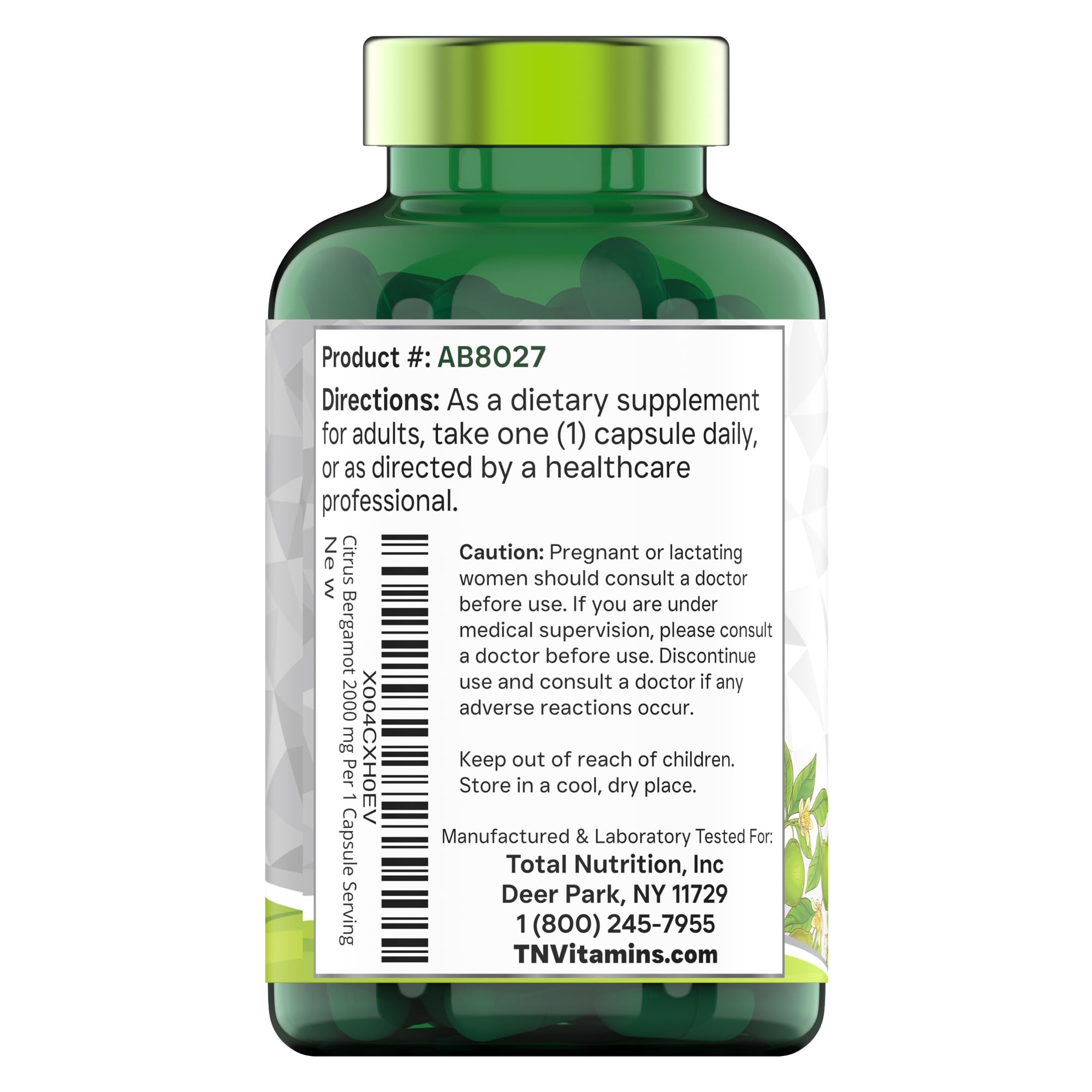 Foto 8 pulgar | Suplemento De Vitaminas Y Bergamota Cítrica 2000 Mg - 180 Cápsulas - Venta Internacional.