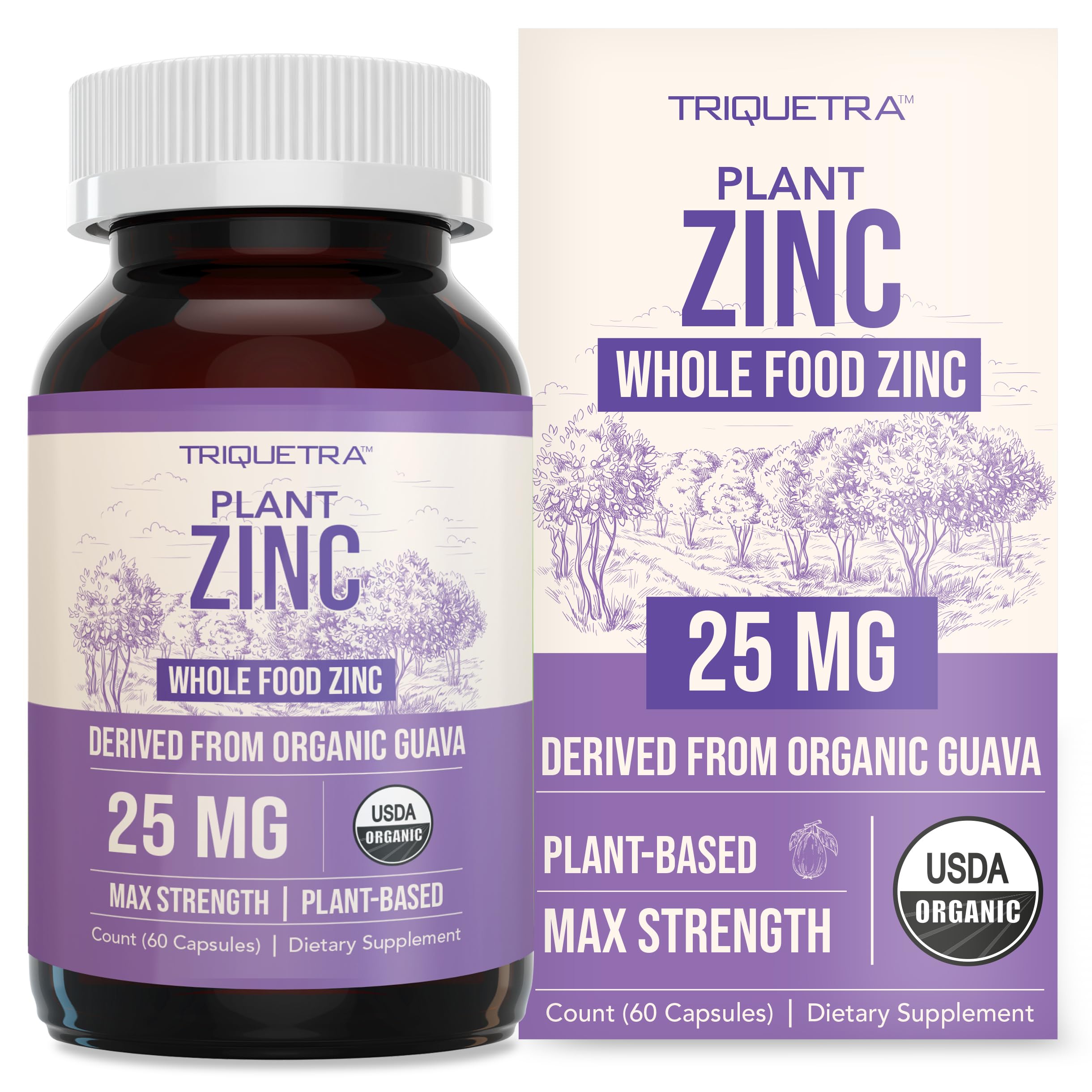 Foto 2 pulgar | Suplemento De Zinc Orgánico Triquetra Health 25 Mg 60 Porciones - Venta Internacional.