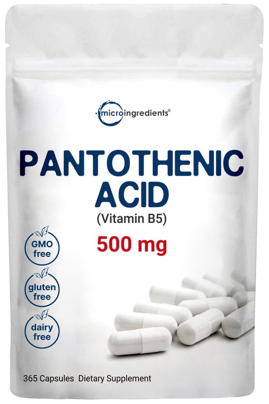 Foto 2 pulgar | Suplemento: Microingredientes  Ácido Pantoténico Y Vitamina B5  500 Mg  365 Cápsulas - Venta Internacional.