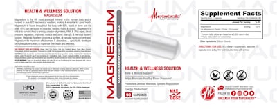 Foto 3 | Suplemento Metabolic Nutrition Magnesio 650 Mg 90 Cápsulas - Venta Internacional.
