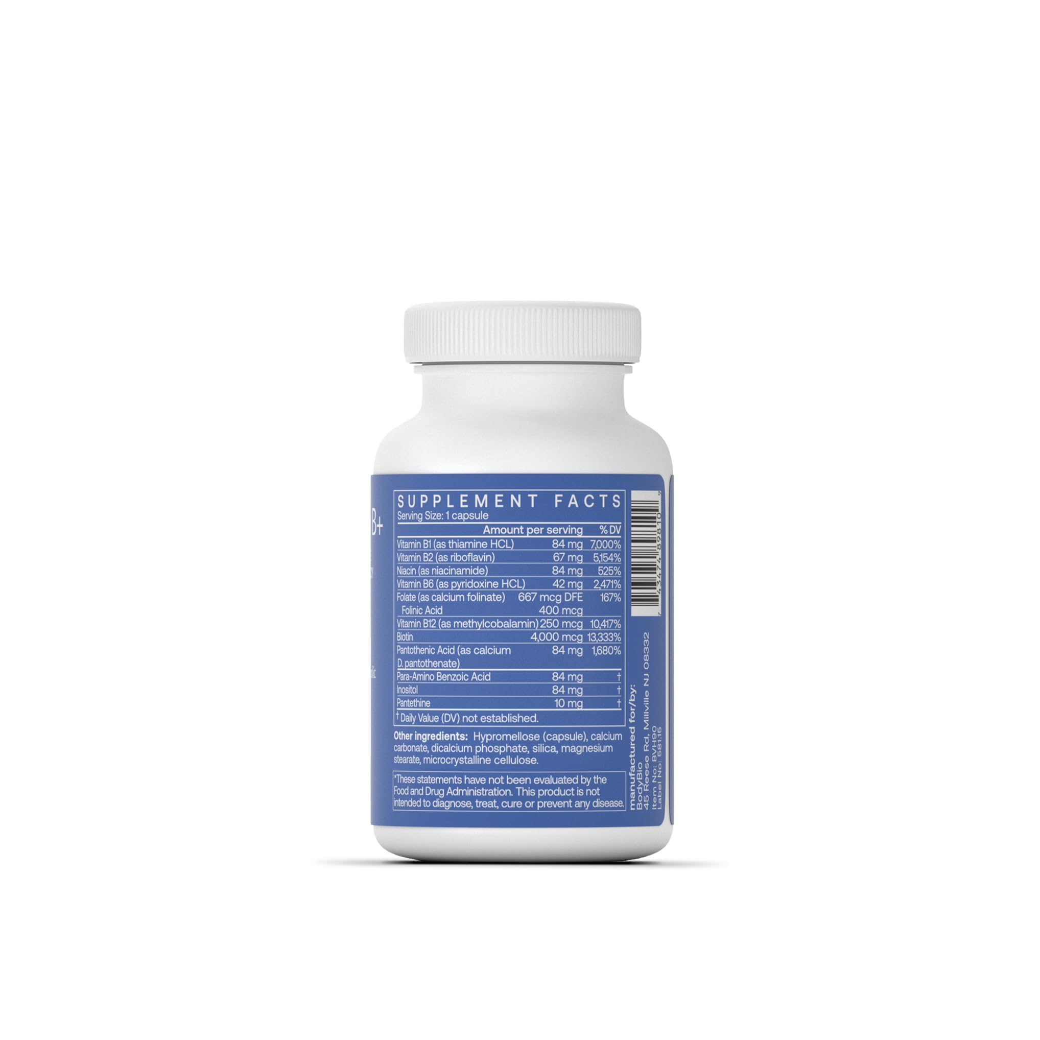 Foto 3 pulgar | Suplemento Alimenticio Bodybio Vitamina B Complex 90 Cápsulas - Venta Internacional