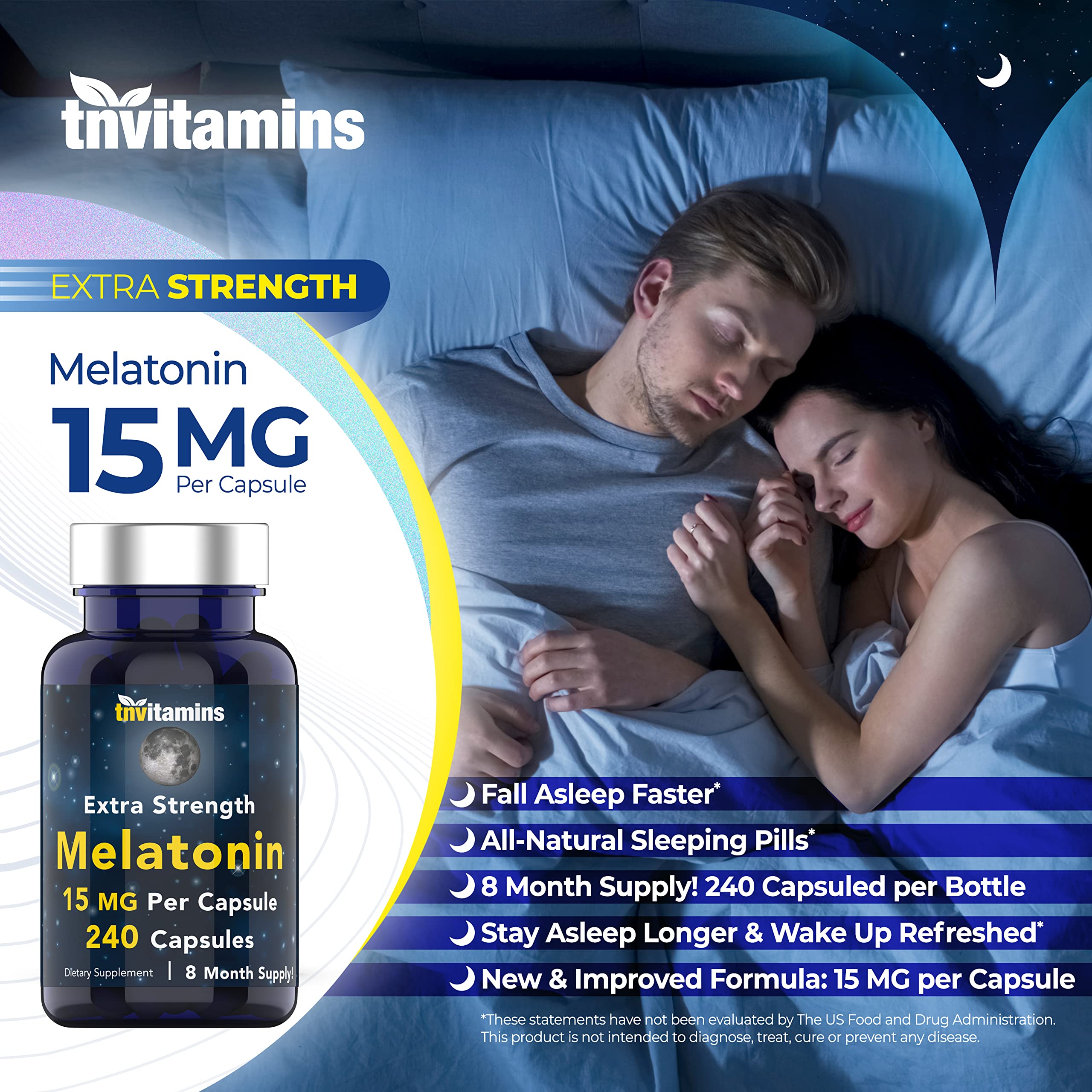 Foto 4 pulgar | Pastillas Para Dormir  Vitaminas  Melatonina  15 Mg  240 Cápsulas - Venta Internacional.