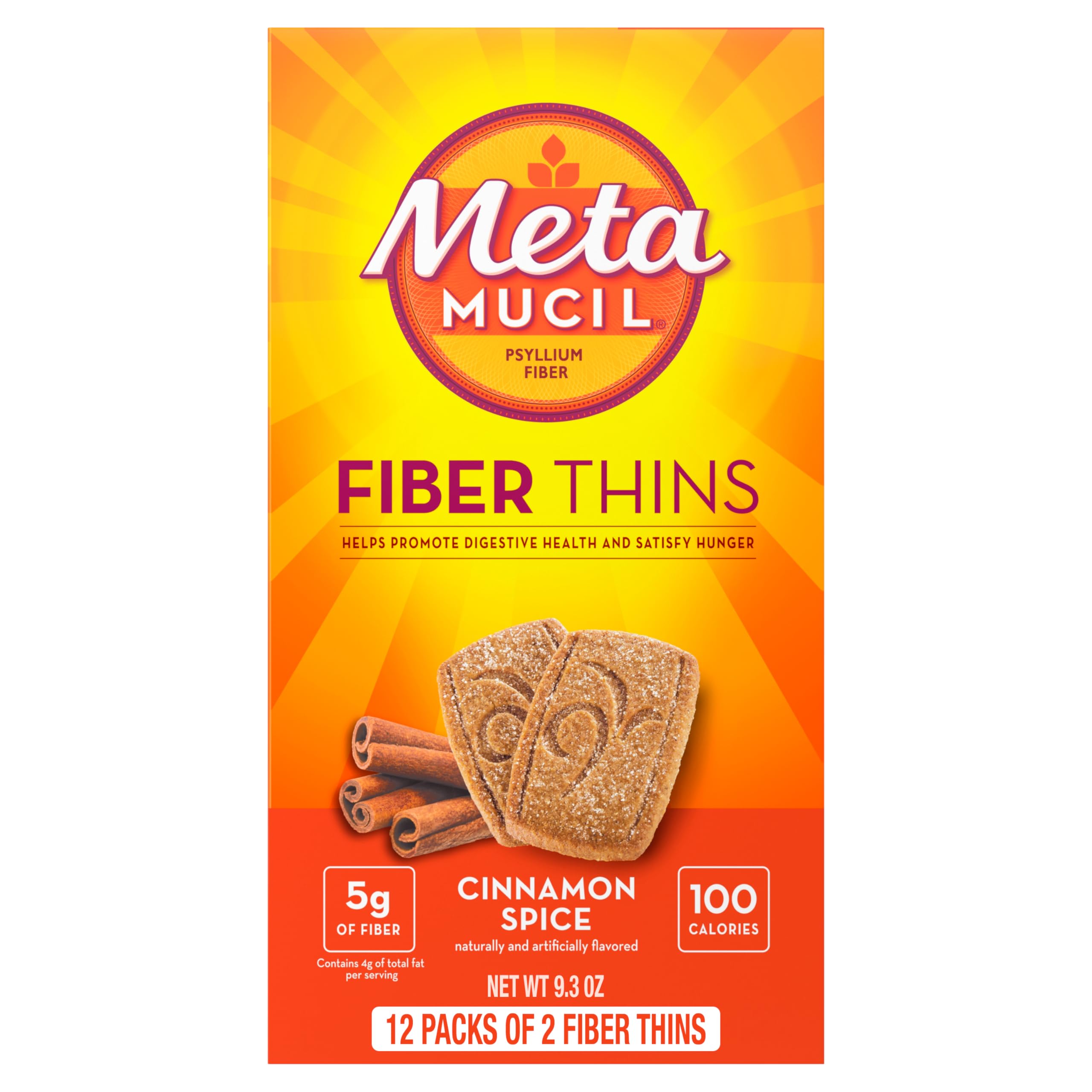 Foto 2 pulgar | Suplemento De Fibra Snack Metamucil Fiber Thins Cinnamon 12s - Venta Internacional.